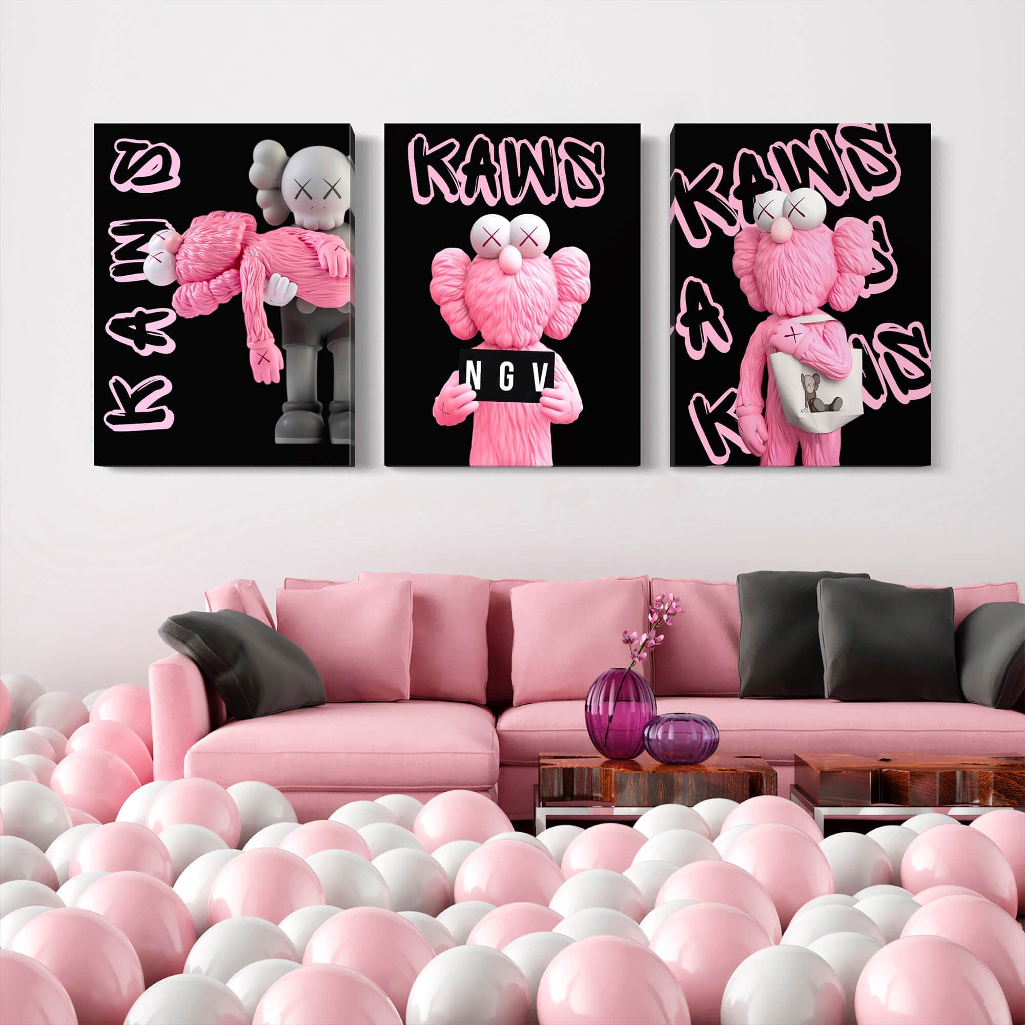 Pink KAWS Canvas Print