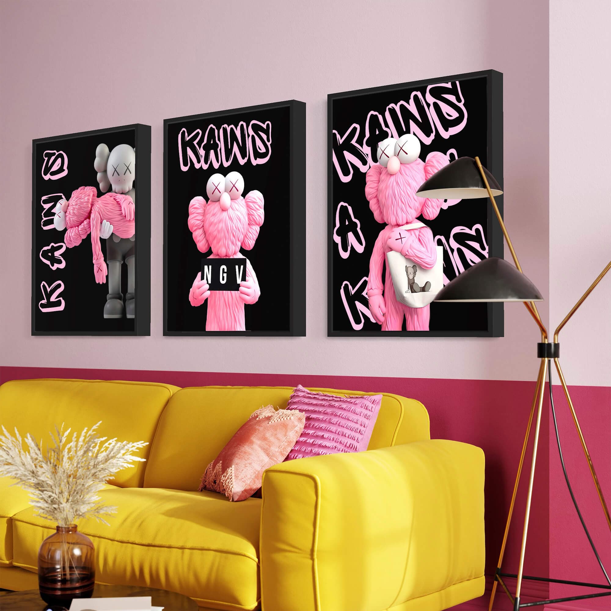 Pink KAWS Canvas Print