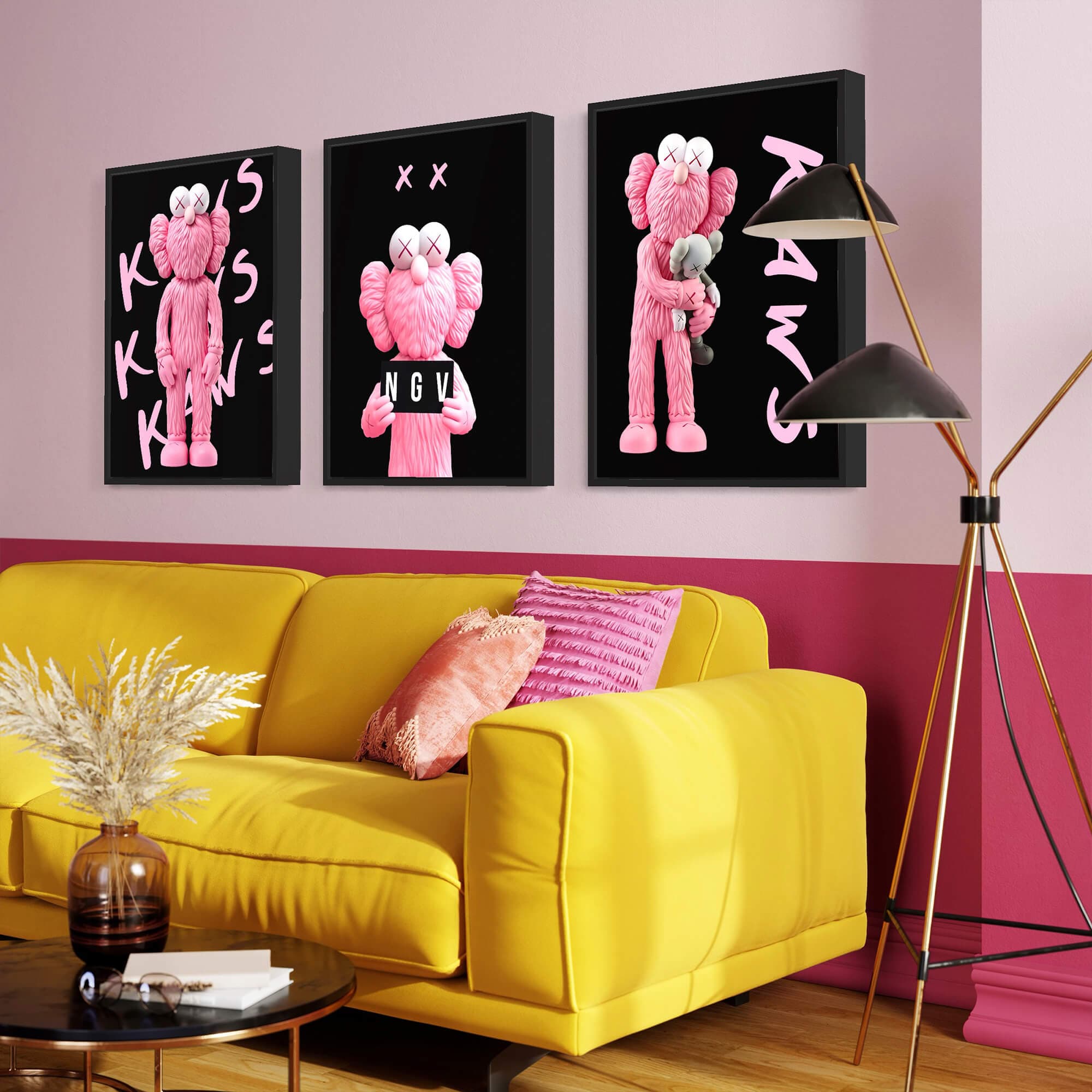 Pink KAWS NGV Canvas Print