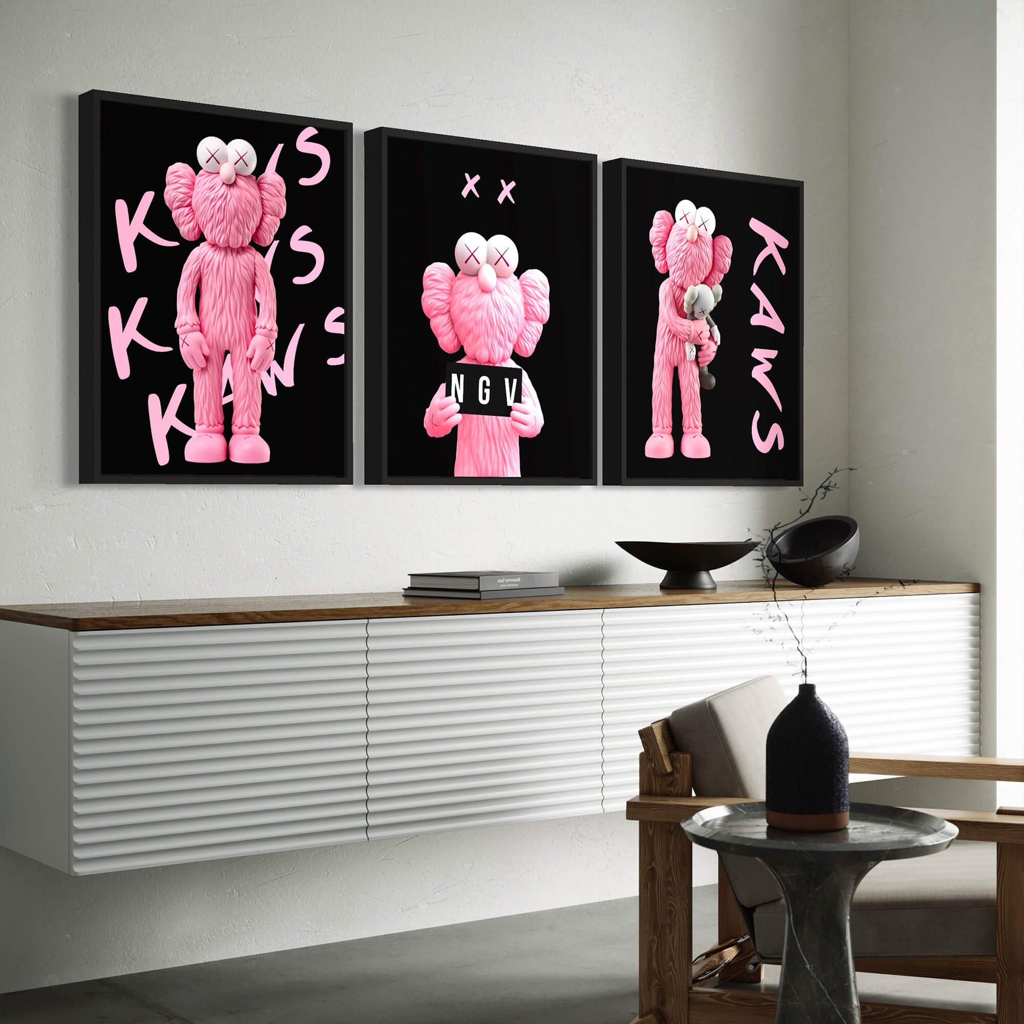 Pink KAWS NGV Canvas Print