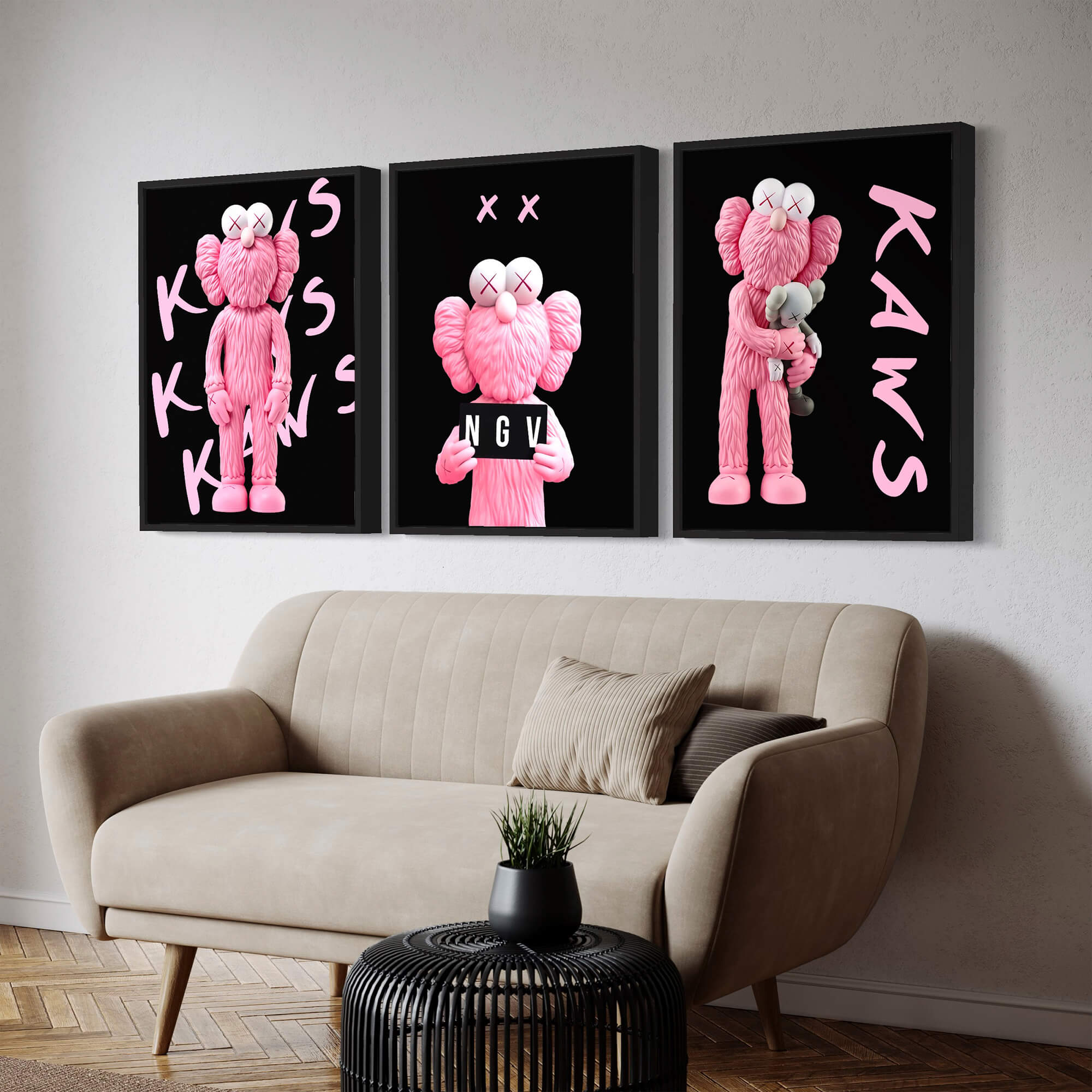 Pink KAWS NGV Canvas Print