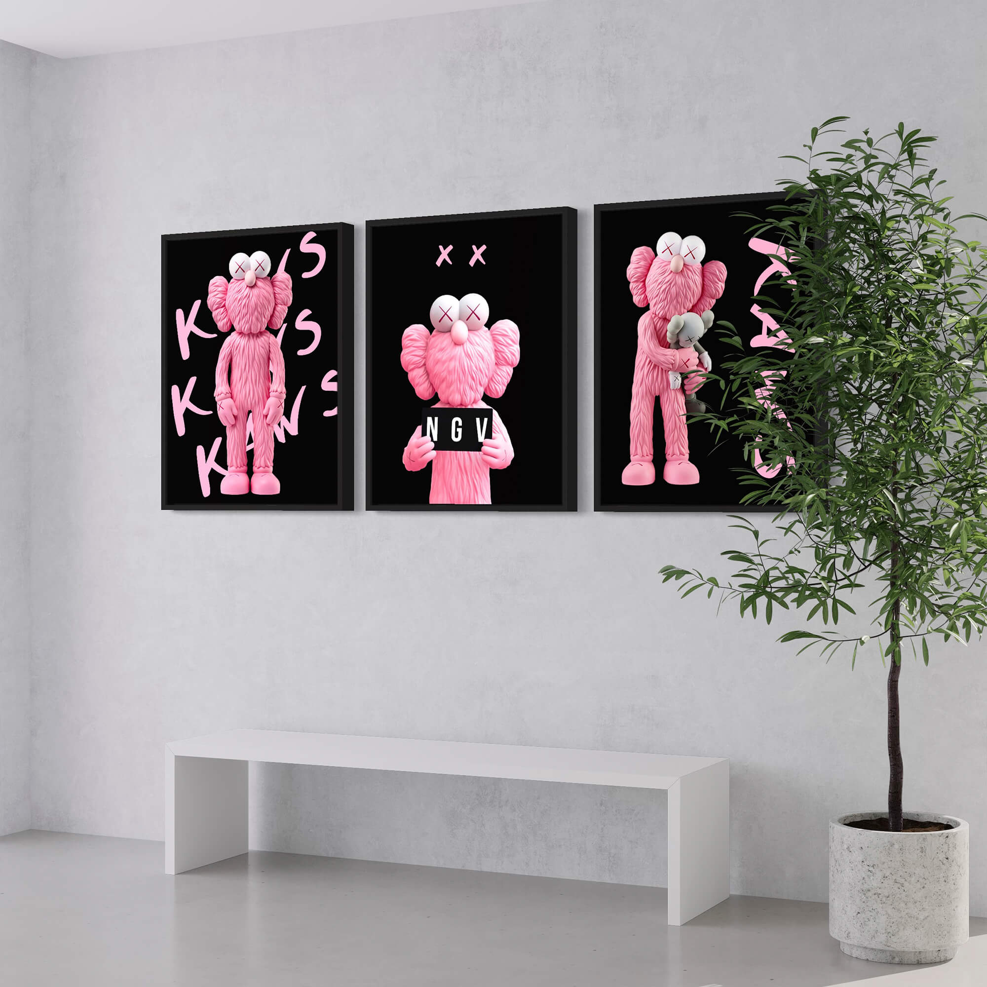 Pink KAWS NGV Canvas Print