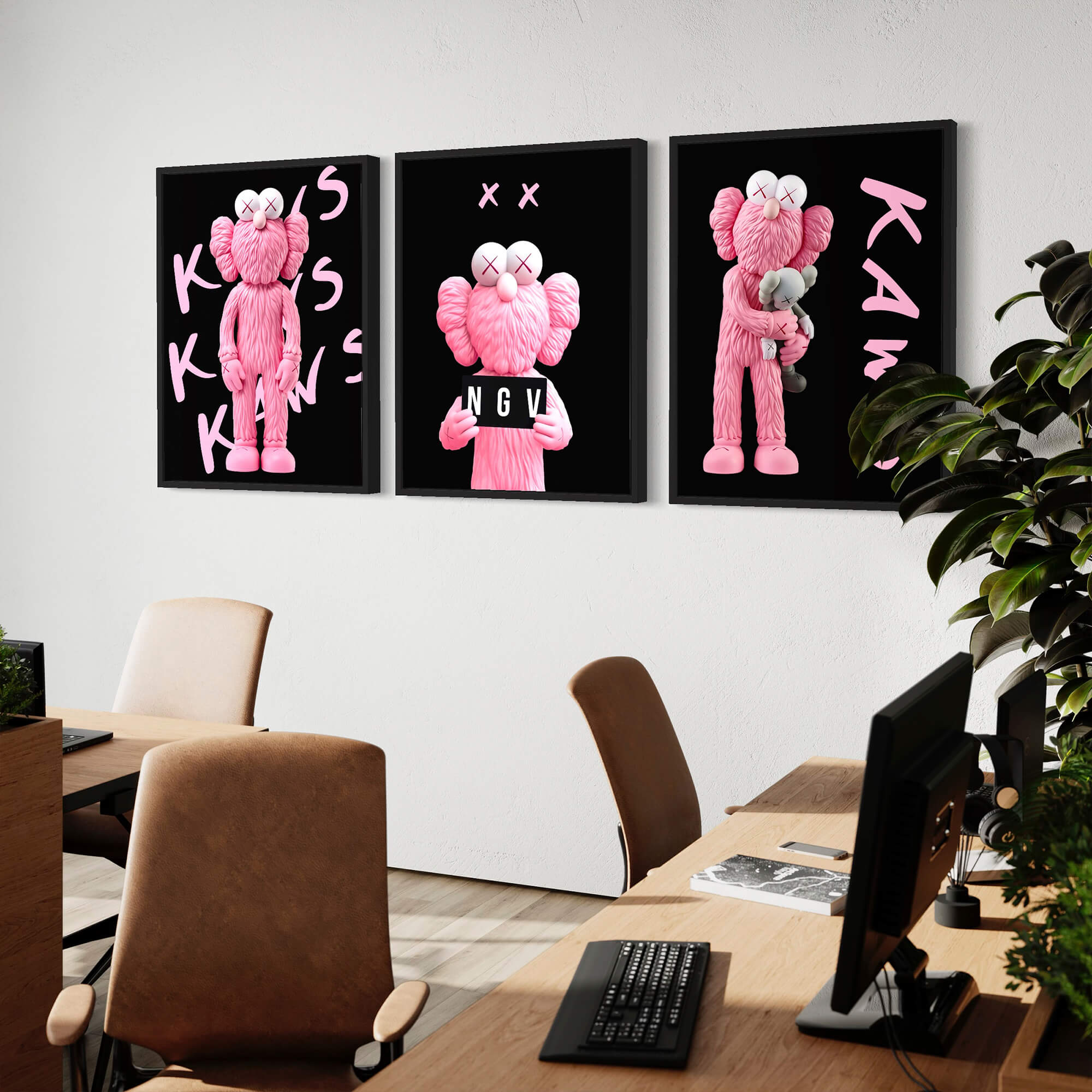 Pink KAWS NGV Canvas Print