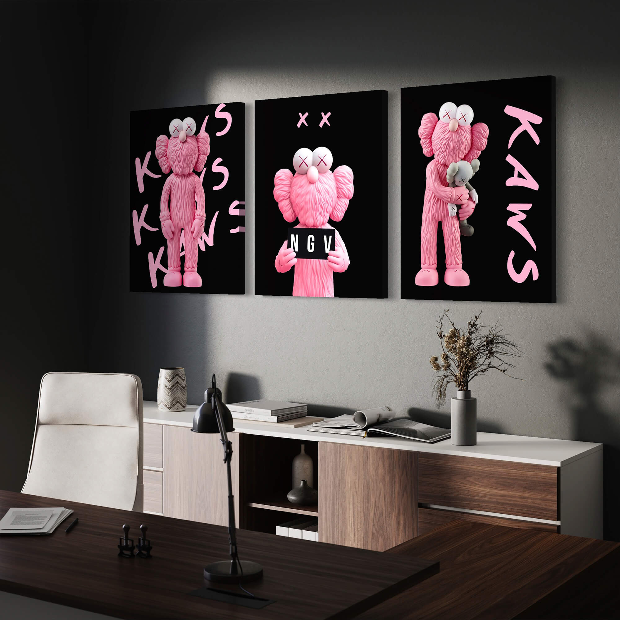 Pink KAWS NGV Canvas Print