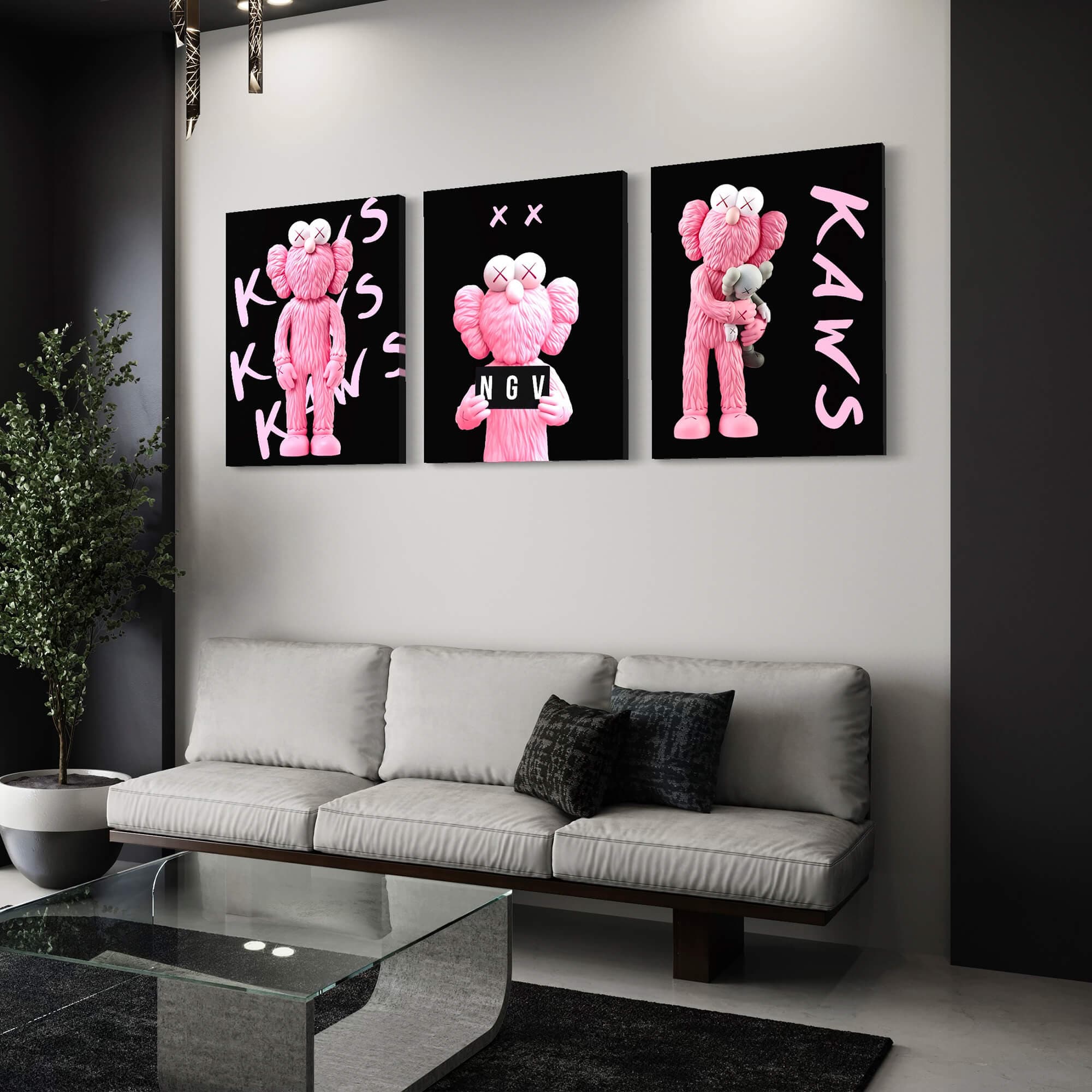 Pink KAWS NGV Canvas Print