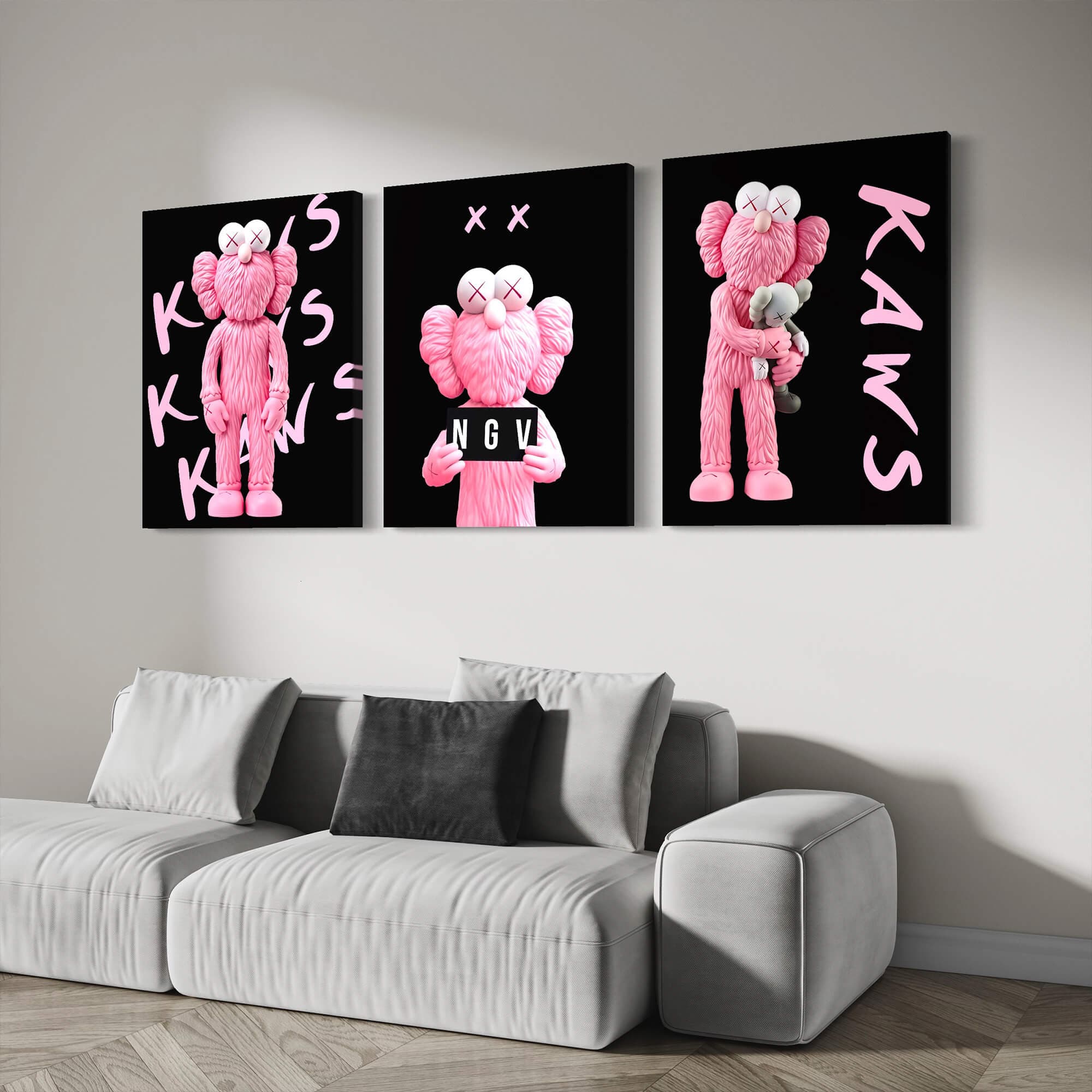 Pink KAWS NGV Canvas Print