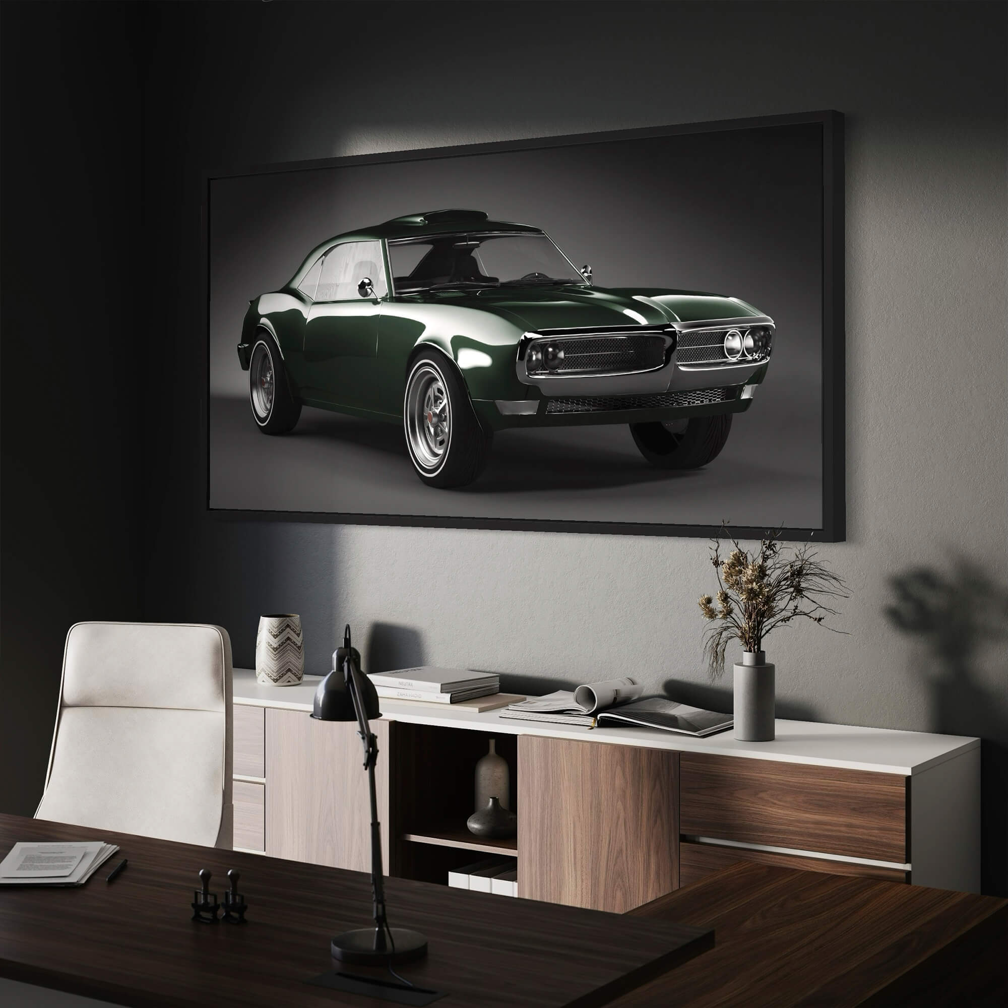 Pontiac Firebird 1967 Green 3D model Canvas Wall Art Print | Canvas4Walls