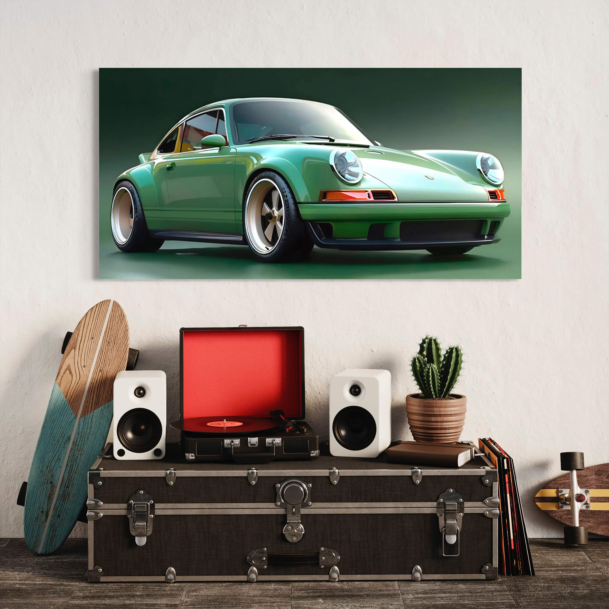 Porsche 911 Green Mirage Canvas Print