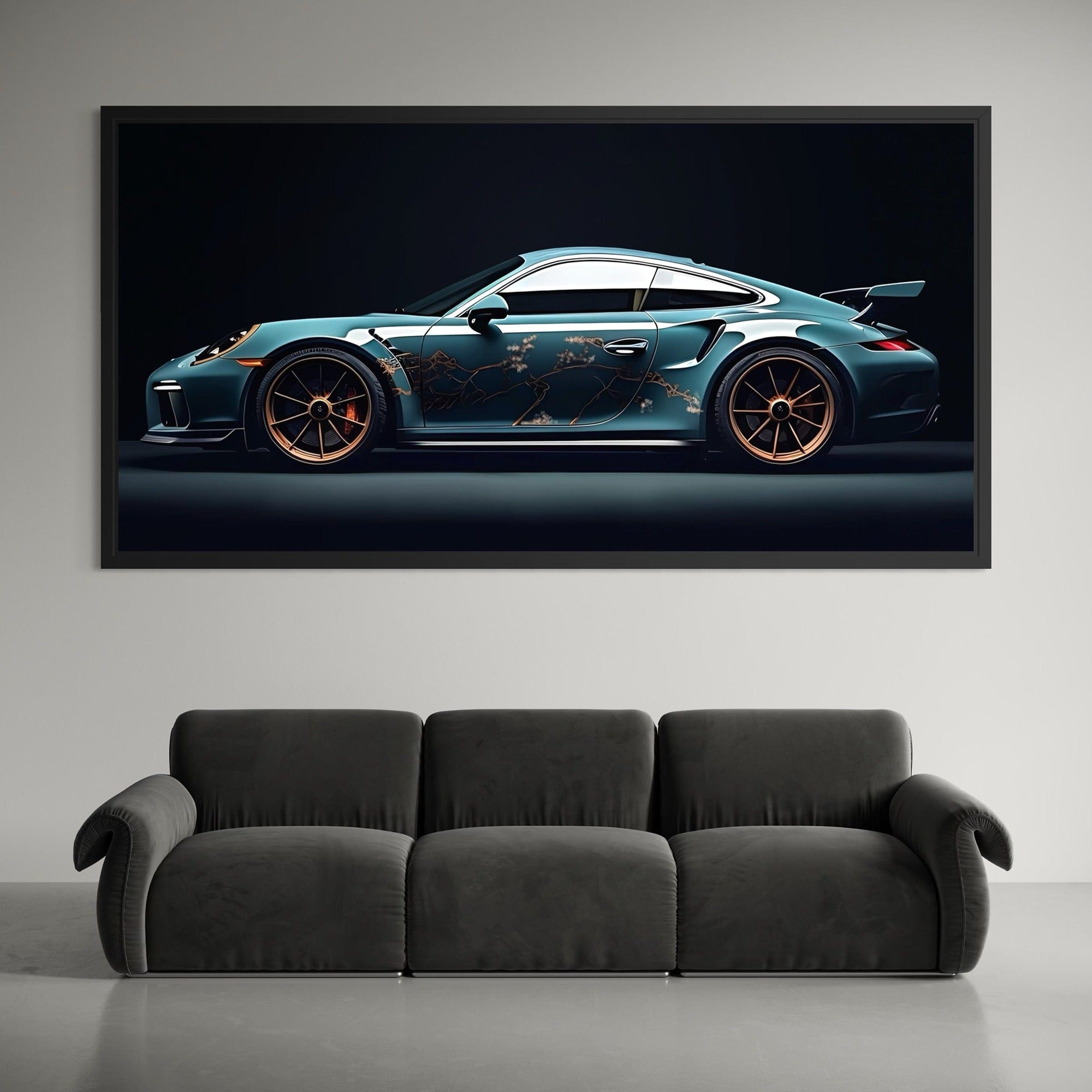Porsche 911 Noir Canvas Wall Art