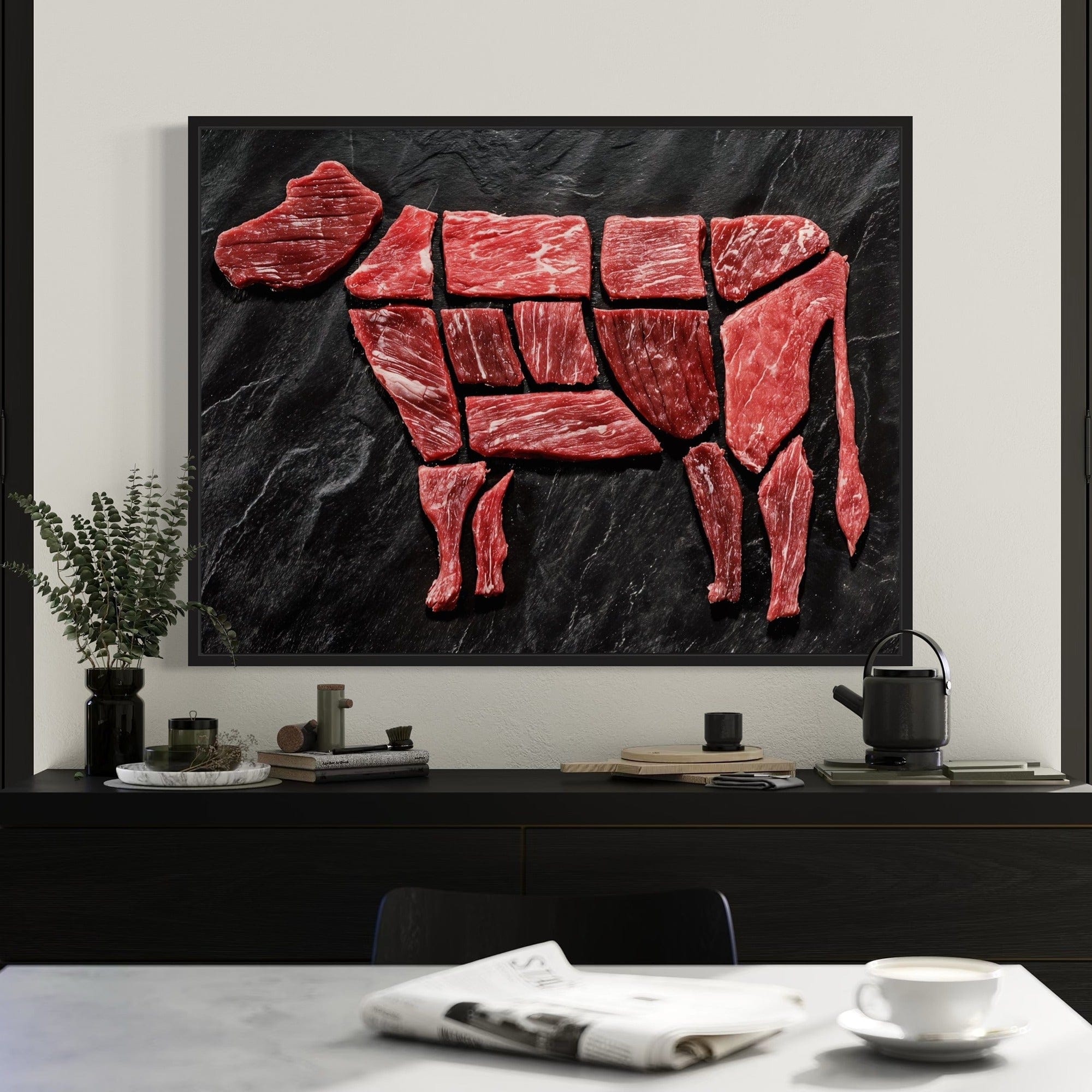 Steakhouse decor beef cuts canvas wall art