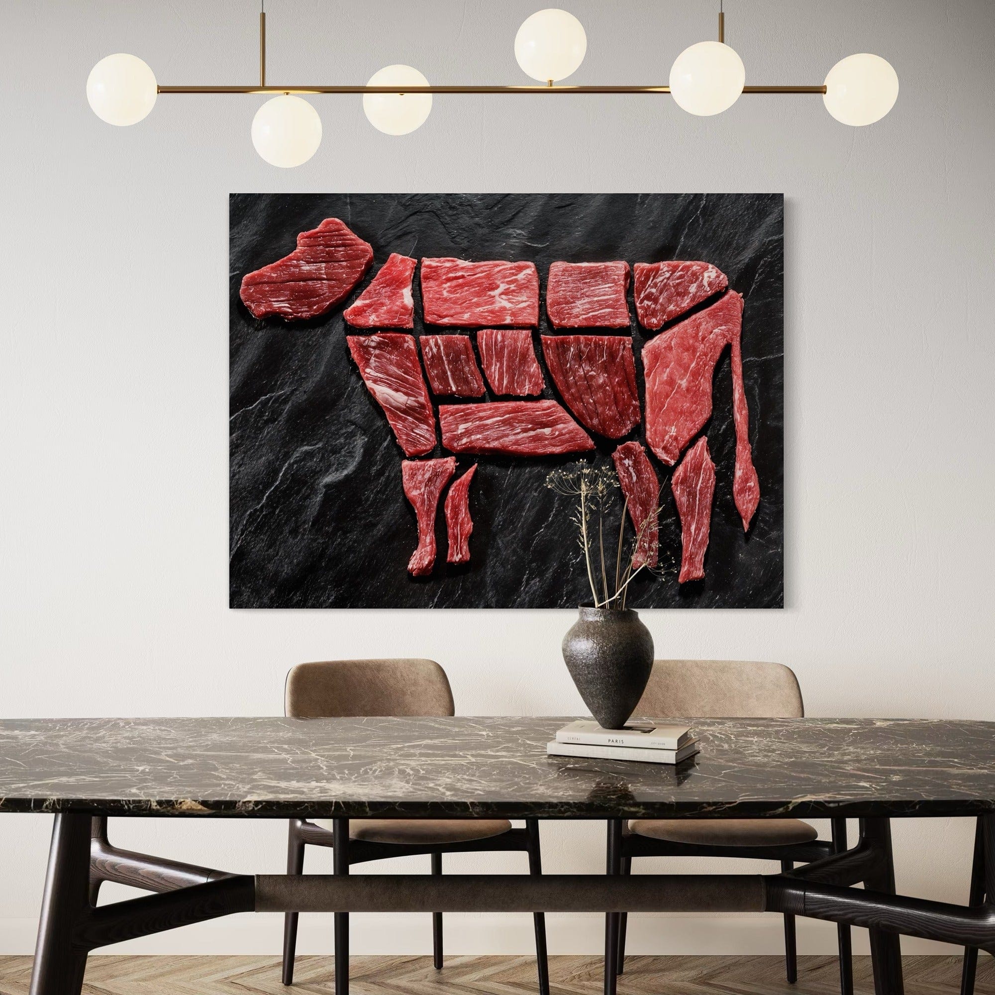 Butcher cuts cow diagram canvas wall art
