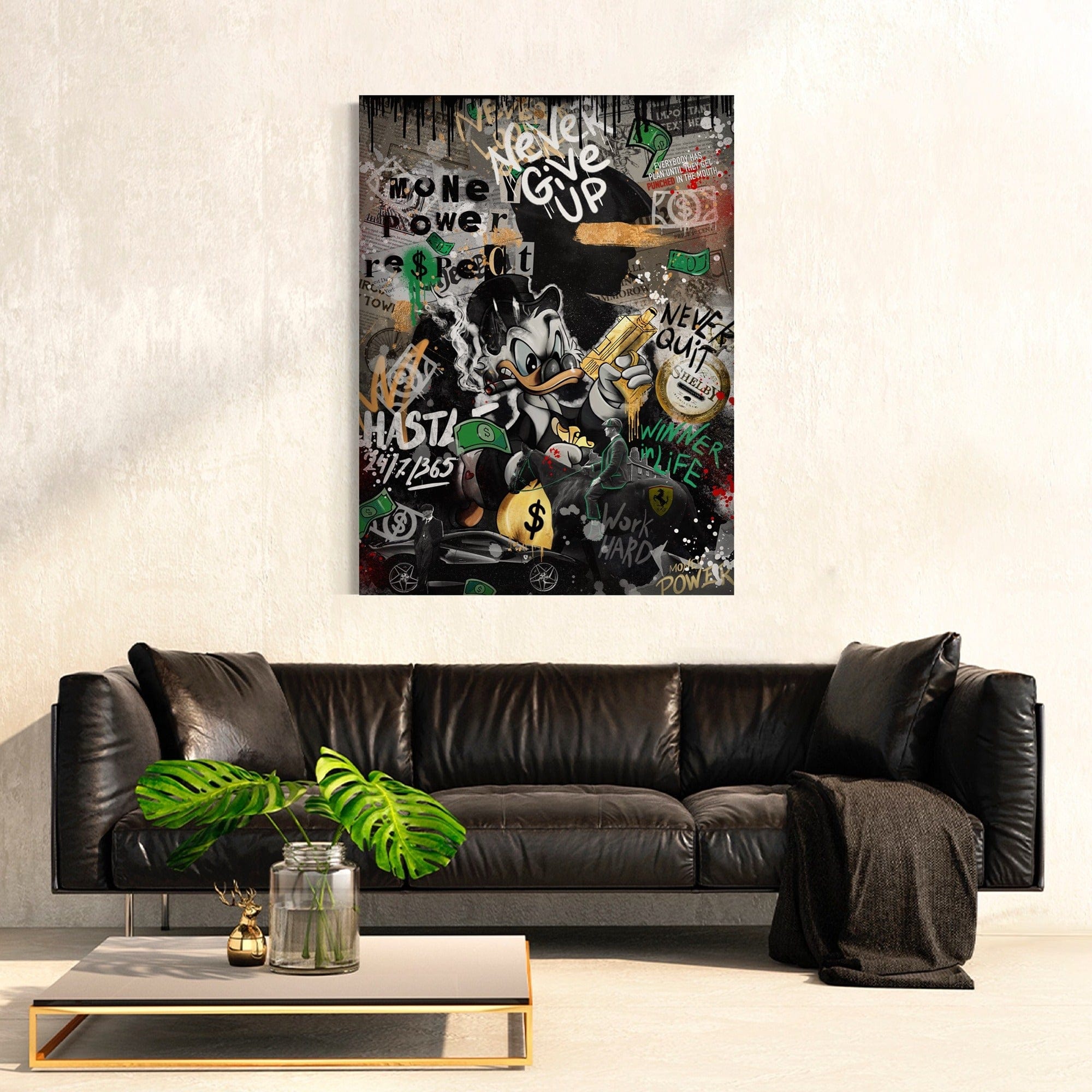 Scrooge Hustle Empire – Graffiti Money Canvas Wall Art