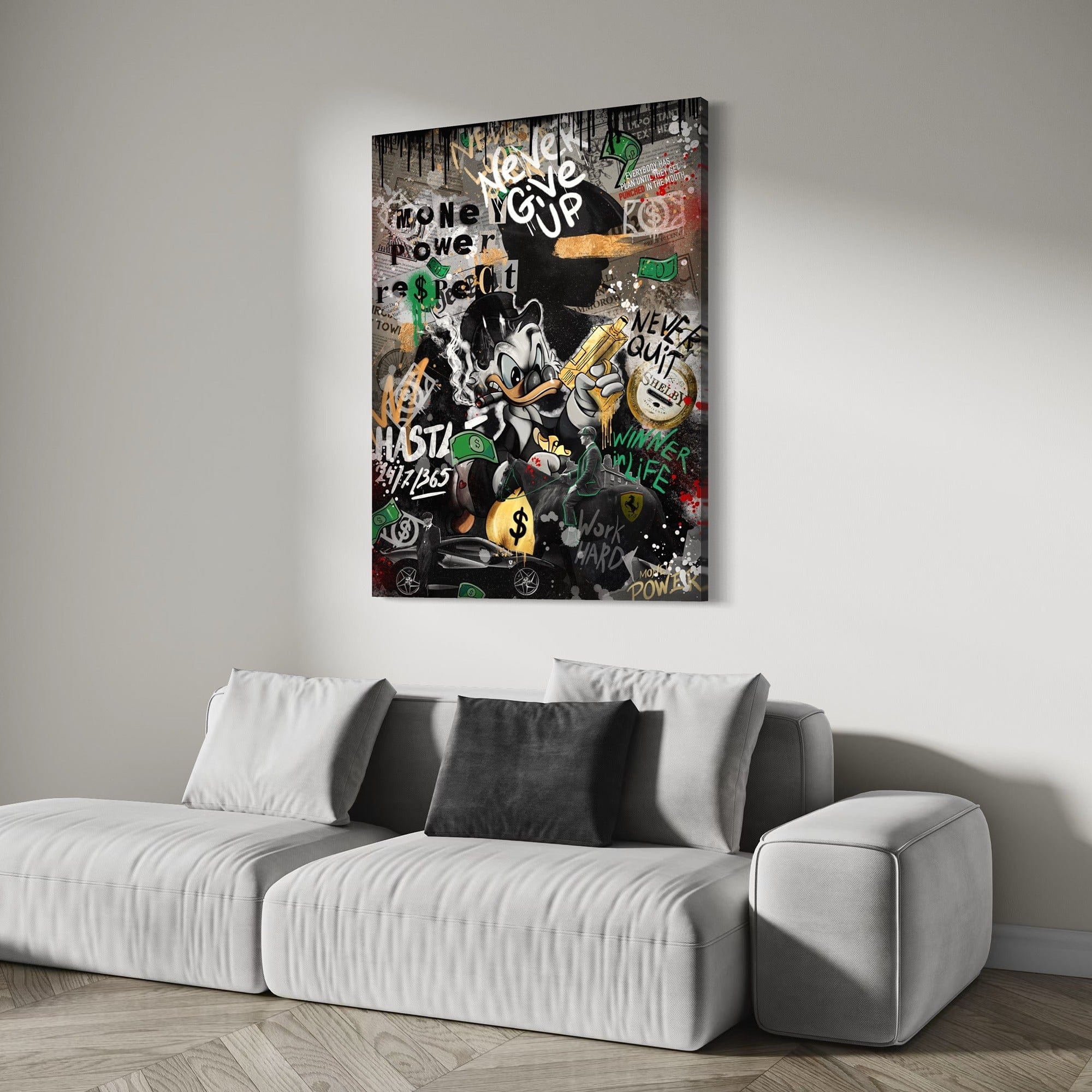 Scrooge Hustle Empire – Graffiti Money Canvas Wall Art