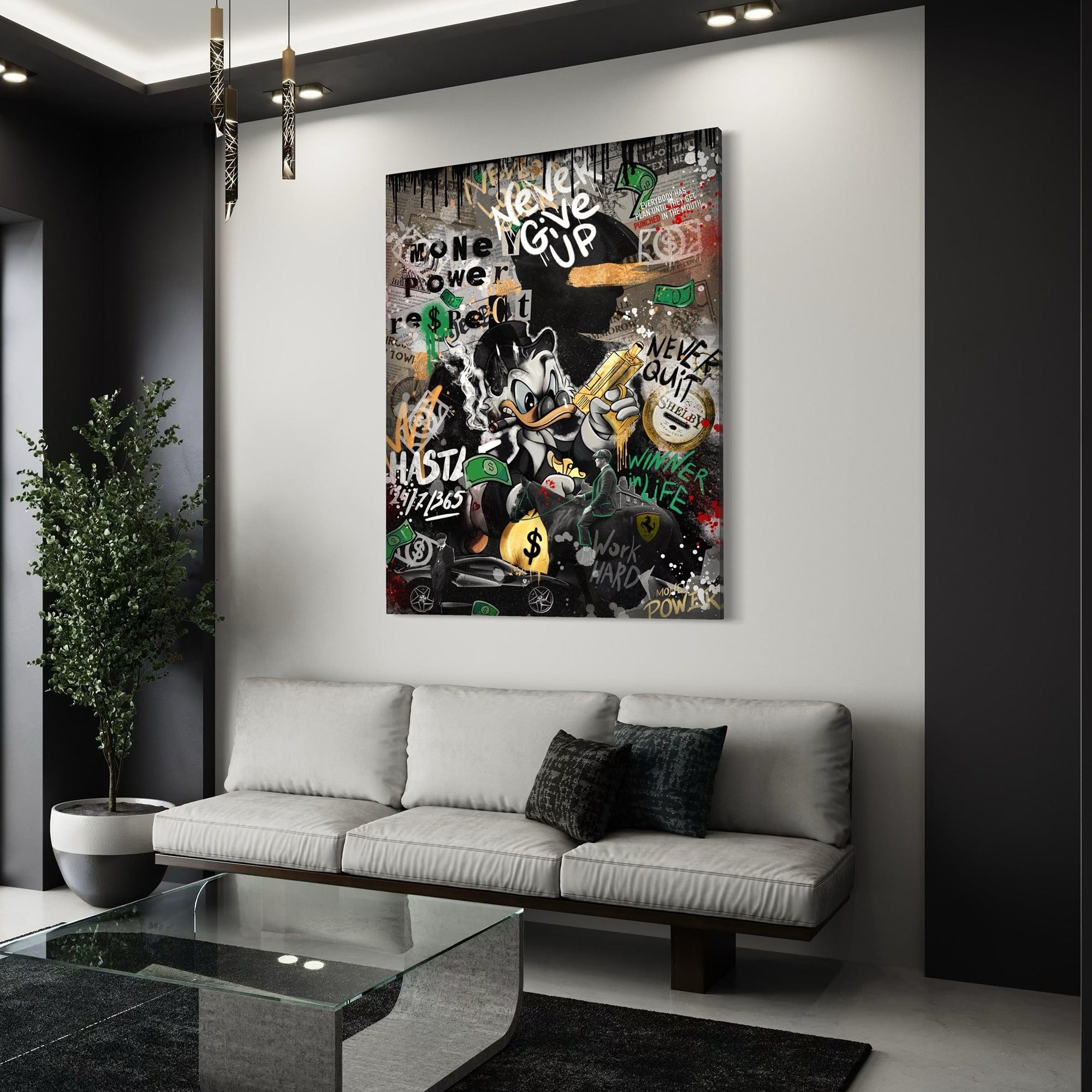 Scrooge Hustle Empire – Graffiti Money Canvas Wall Art