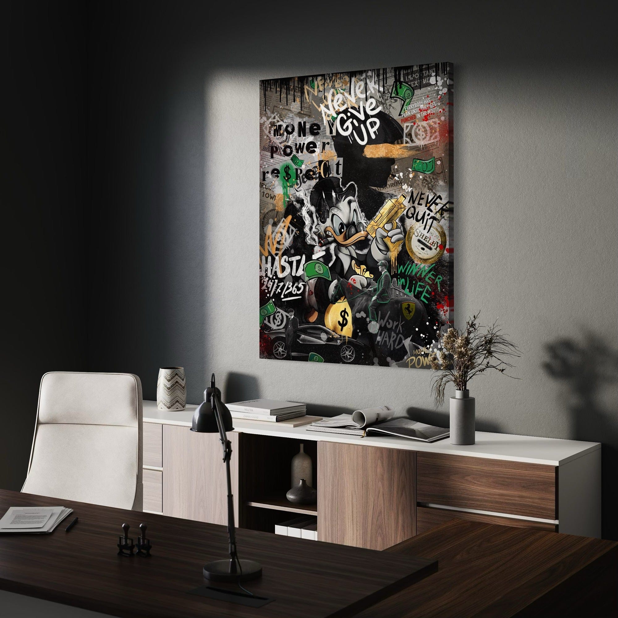 Scrooge Hustle Empire – Graffiti Money Canvas Wall Art