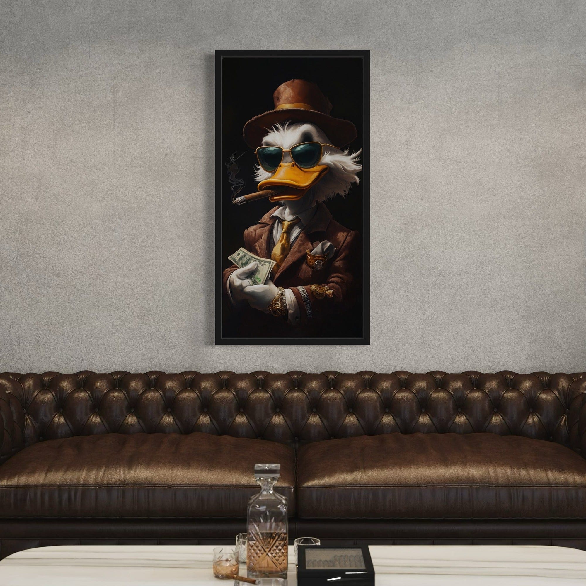 Man cave interior mockup with luxury money themed wall decor