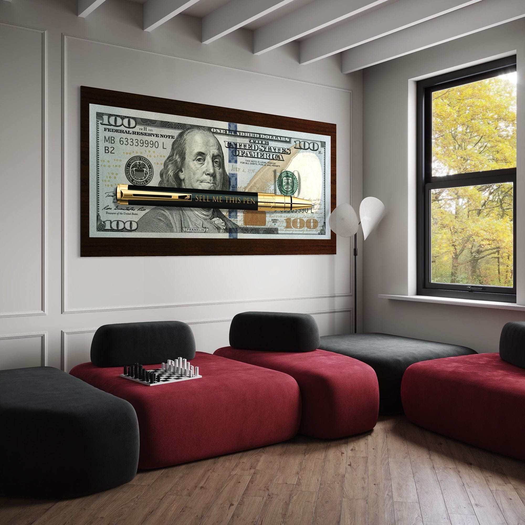 Back view of stretched wooden frame construction of panoramic canvas wall art