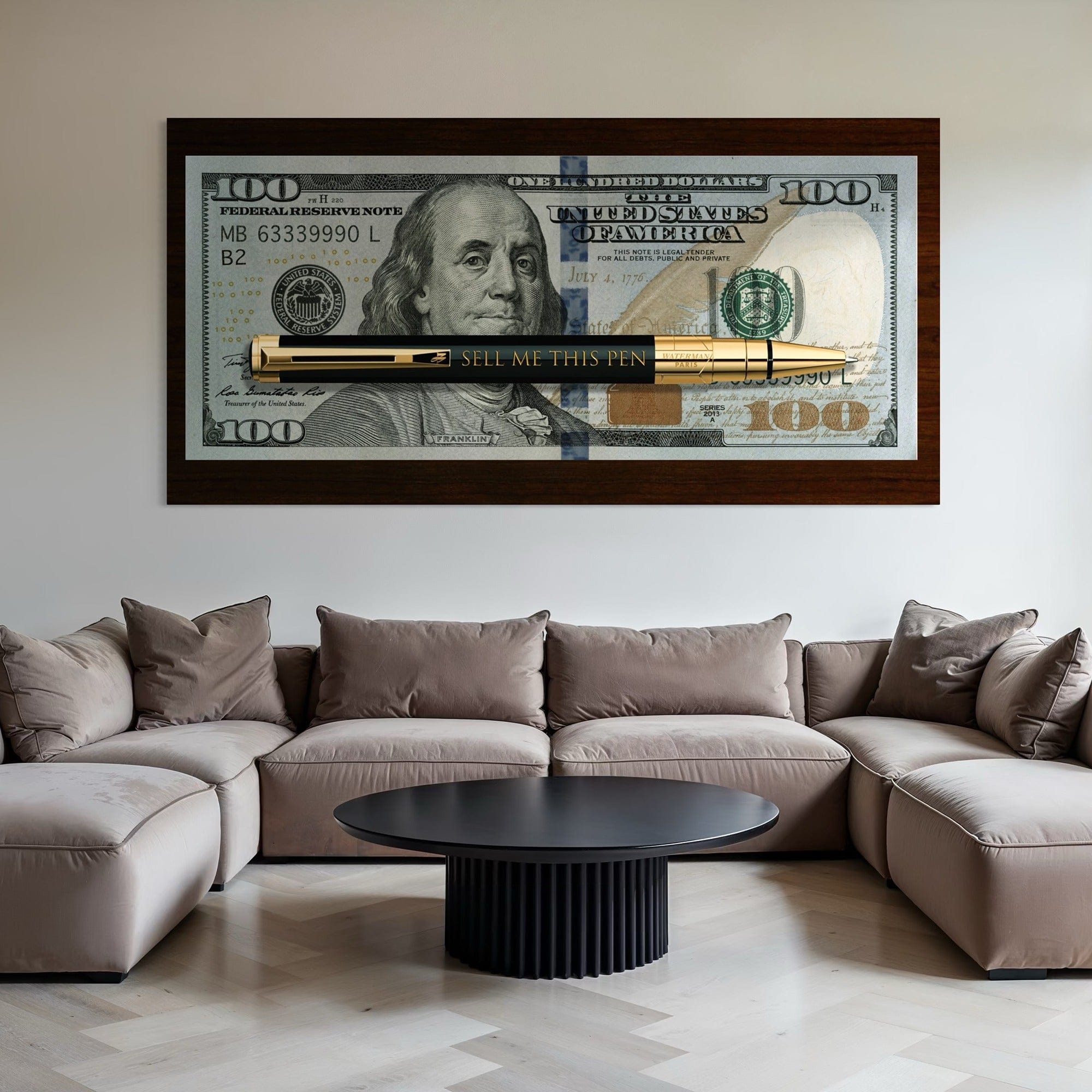 Stylish sales office interior mockup with motivational wall decor