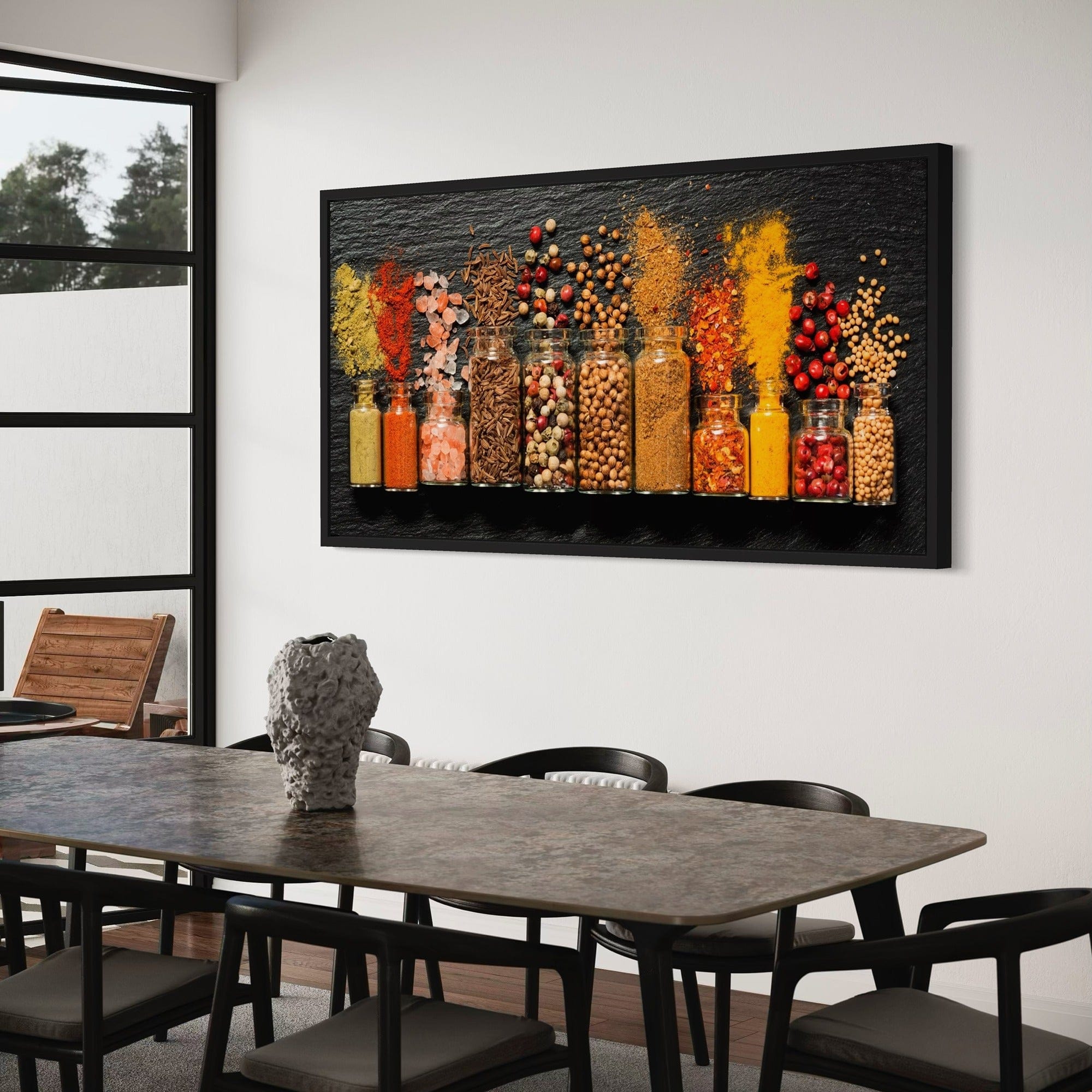 Gourmet kitchen decor spice jars wall art