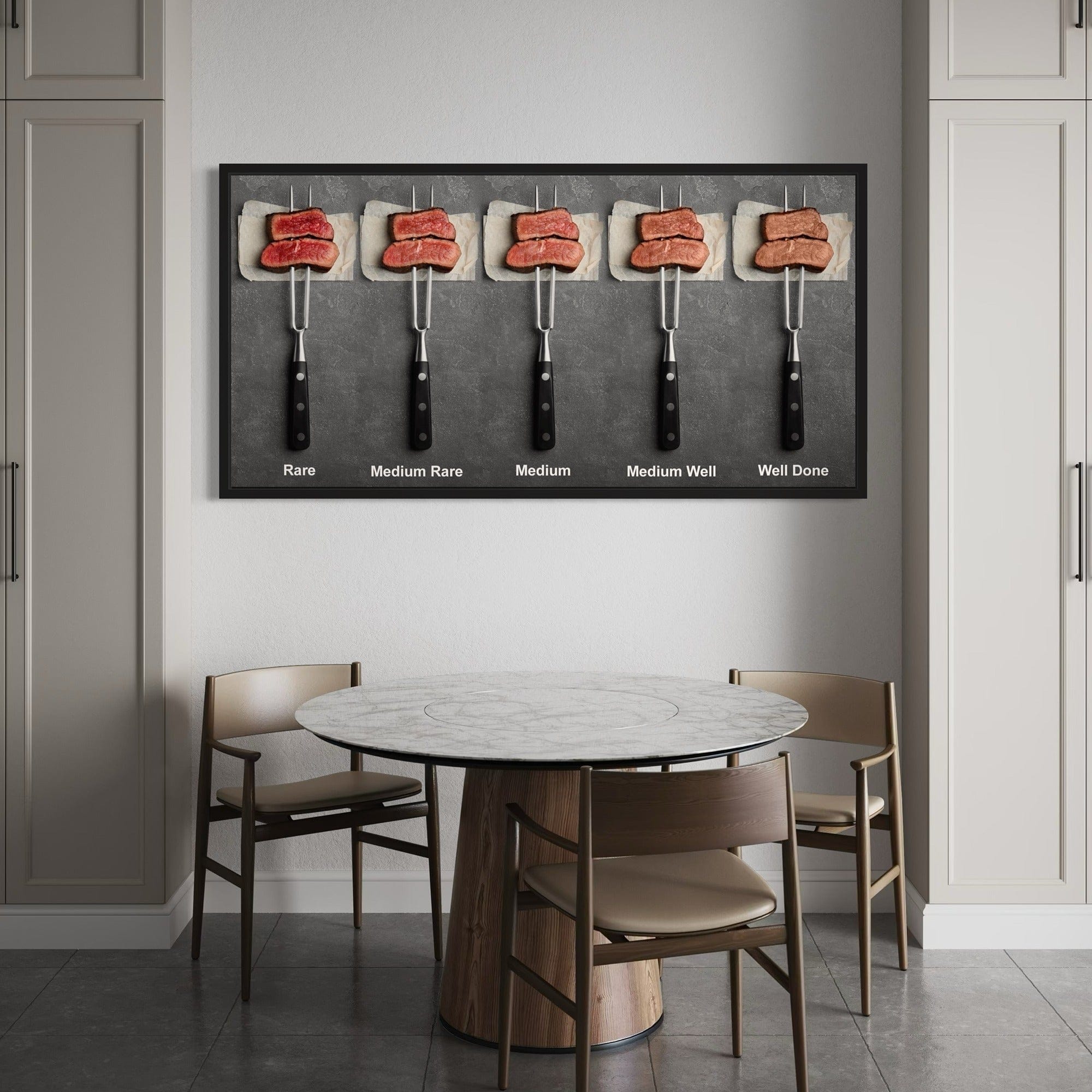 Steak cooking levels canvas print