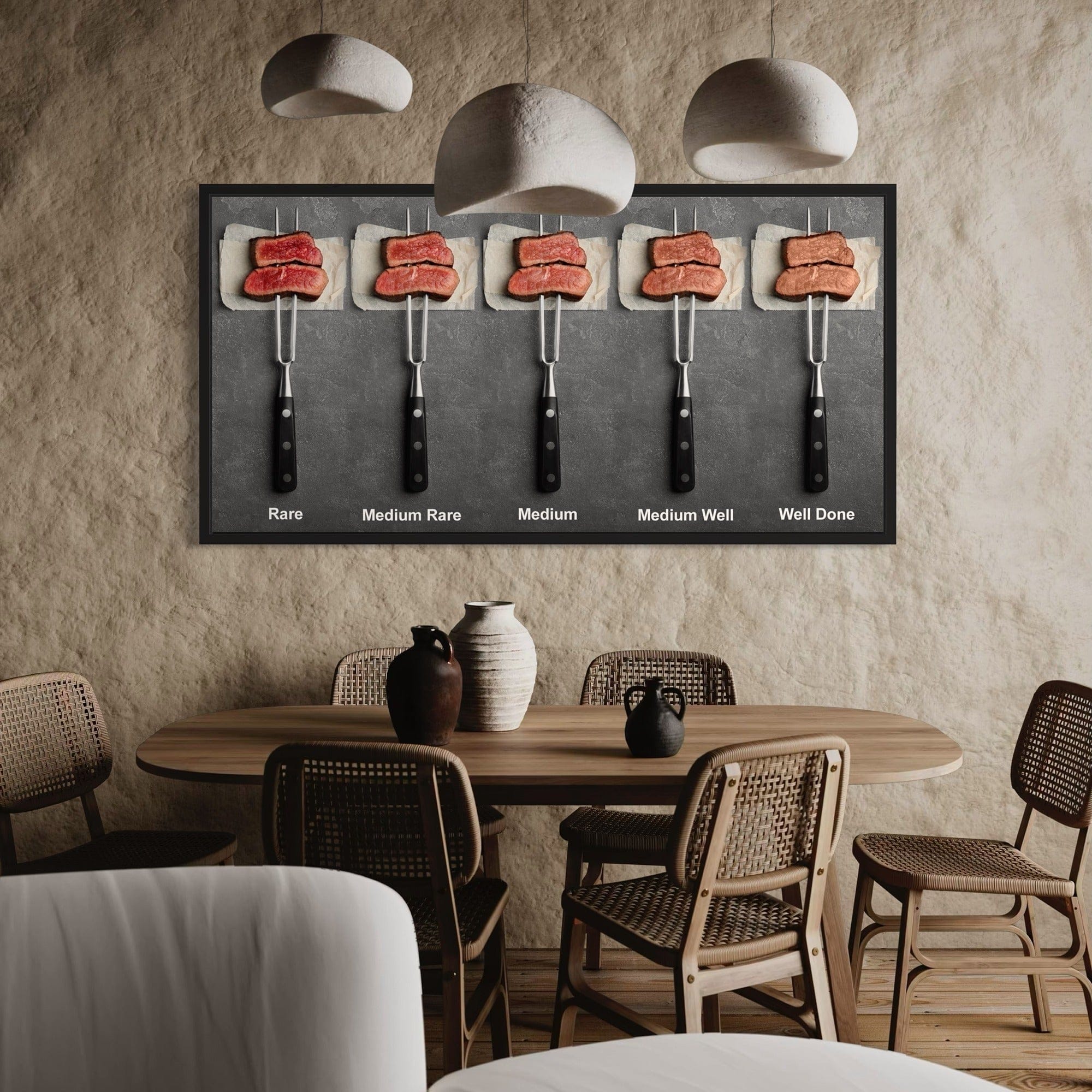 Steak fork samples rare medium well done