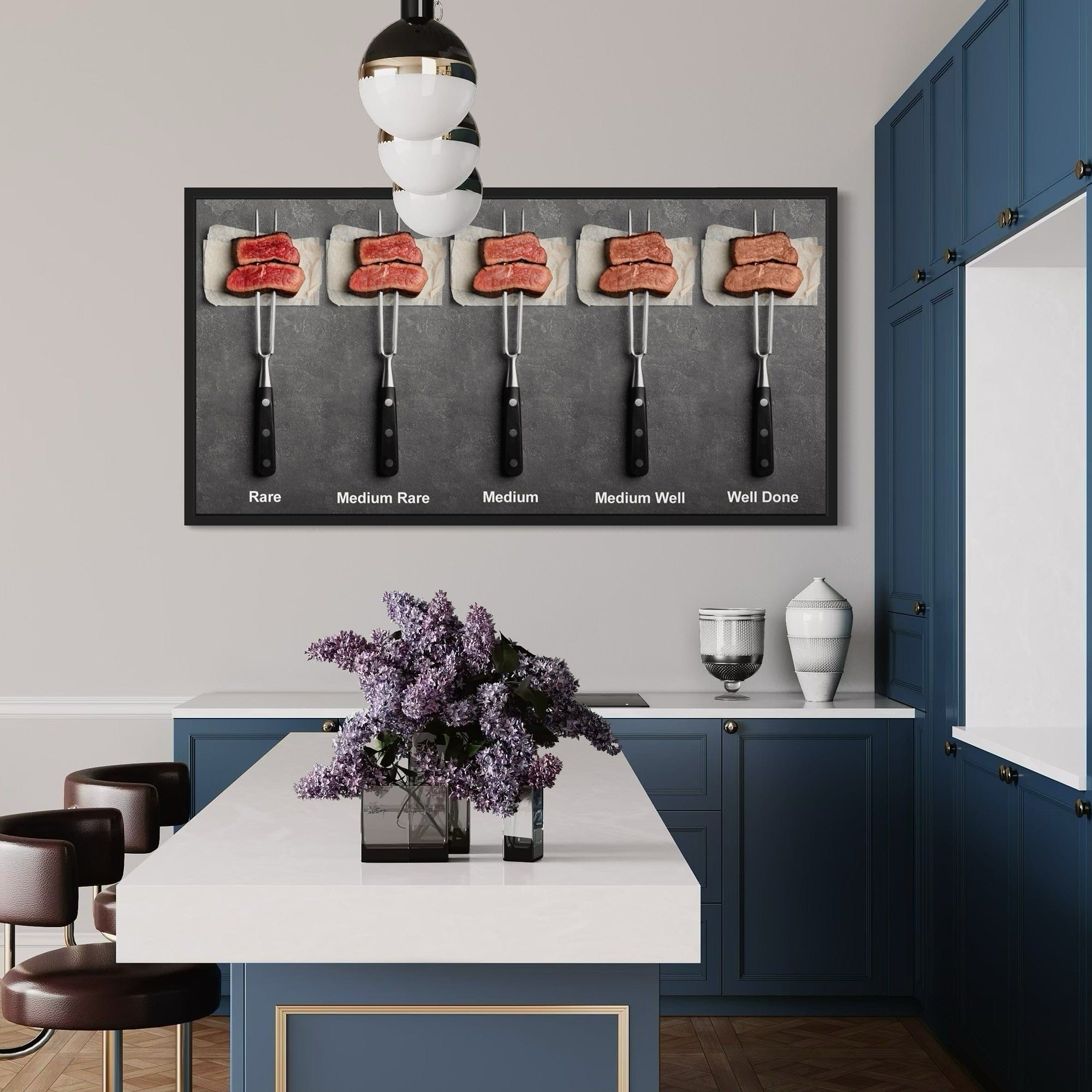 Cooking guide canvas with steak temperatures