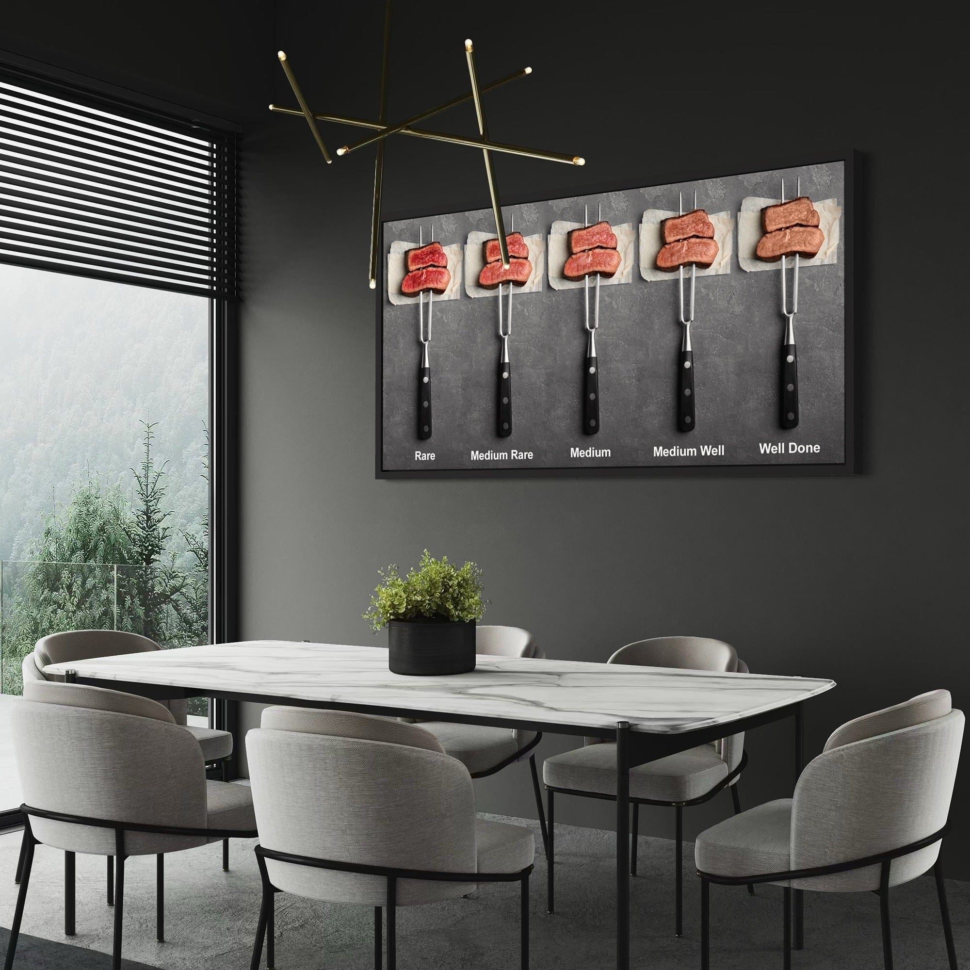 Visual steak doneness levels wall picture