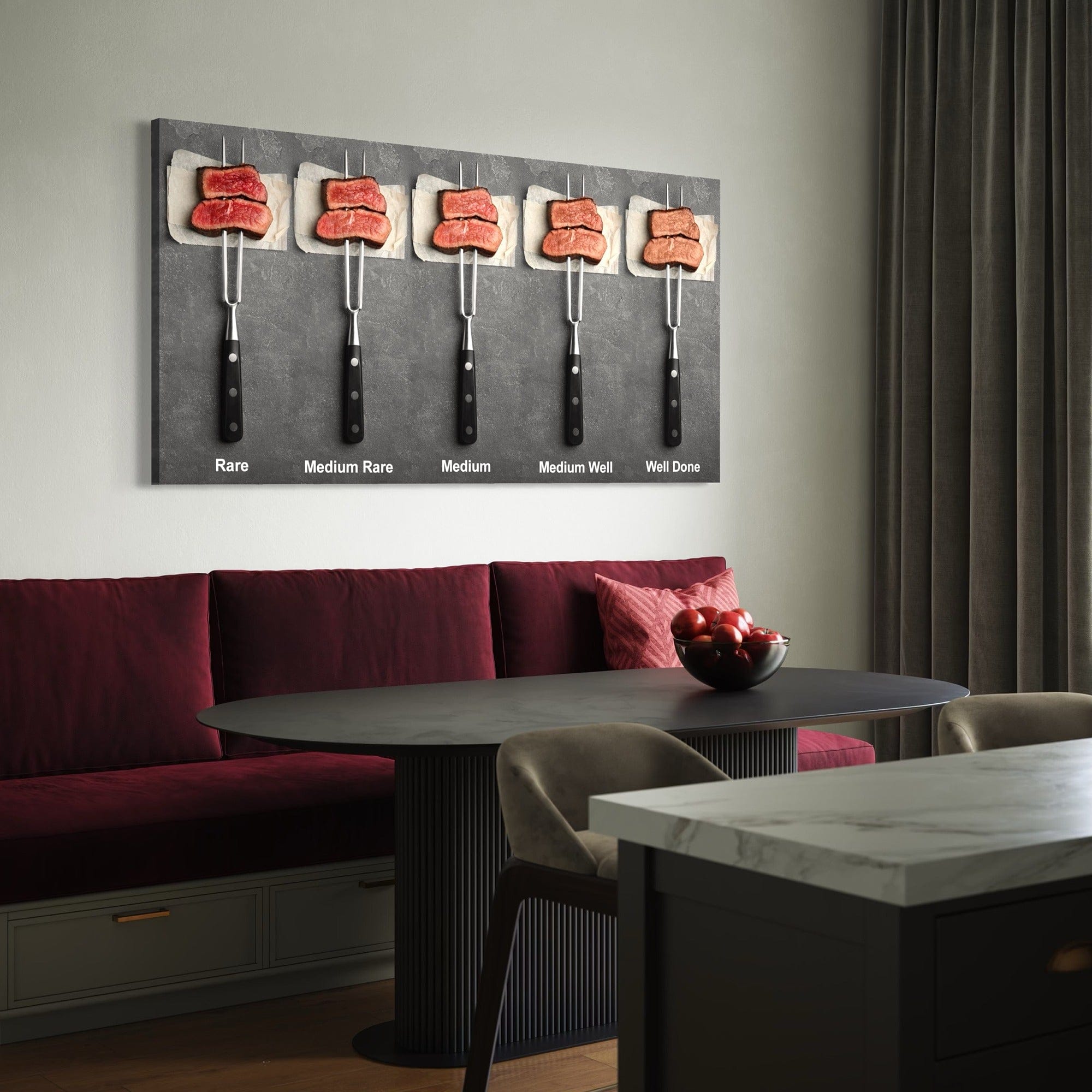 Minimalist gray background steak chart canvas