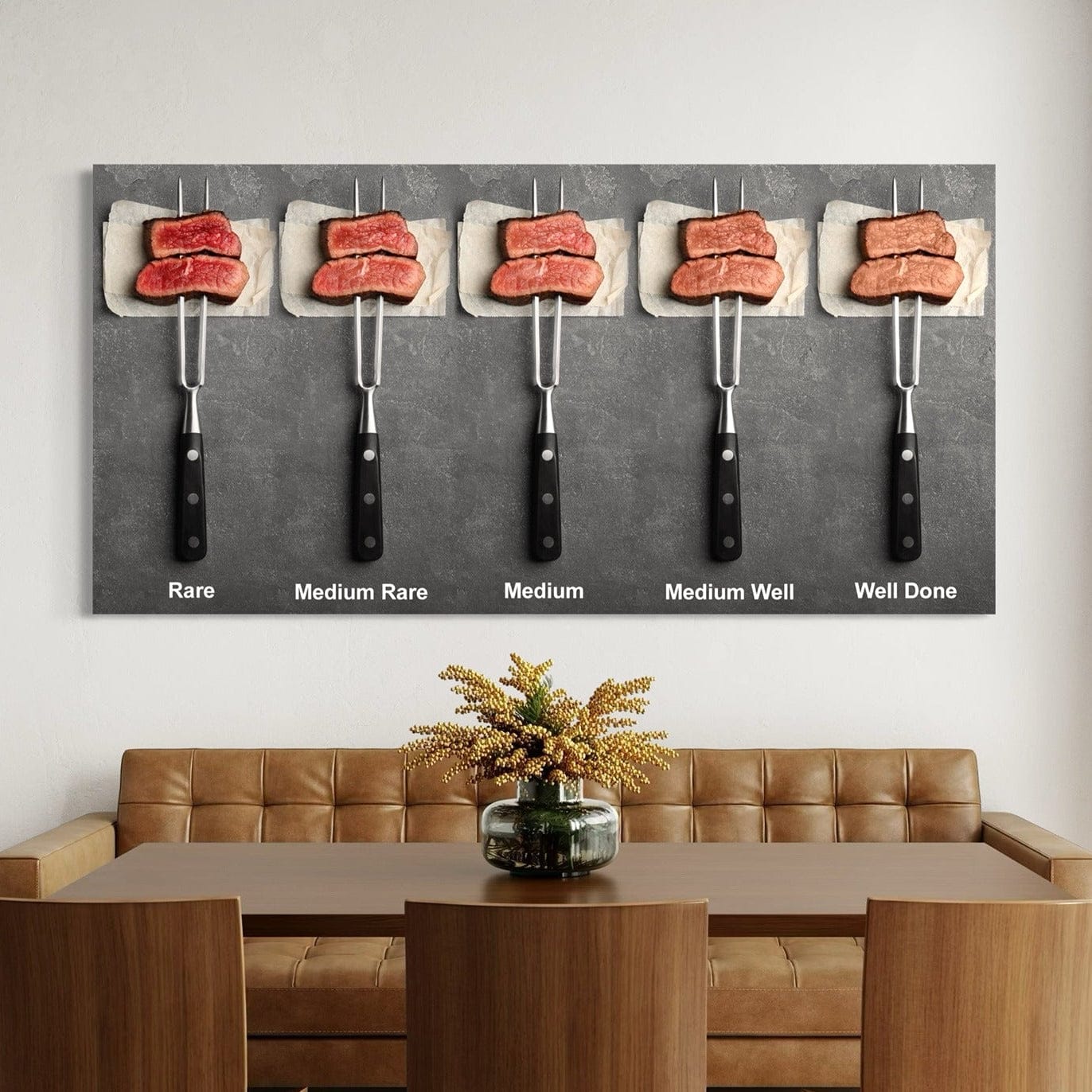 Steak doneness chart canvas wall art