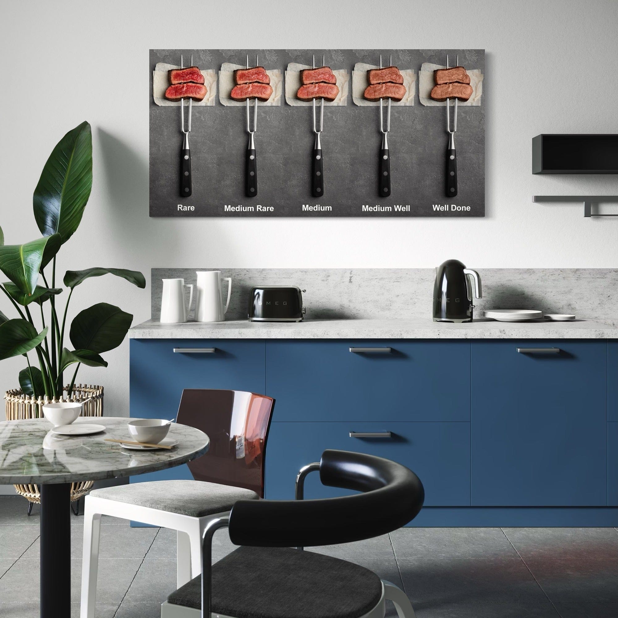Modern kitchen wall decor steak level chart