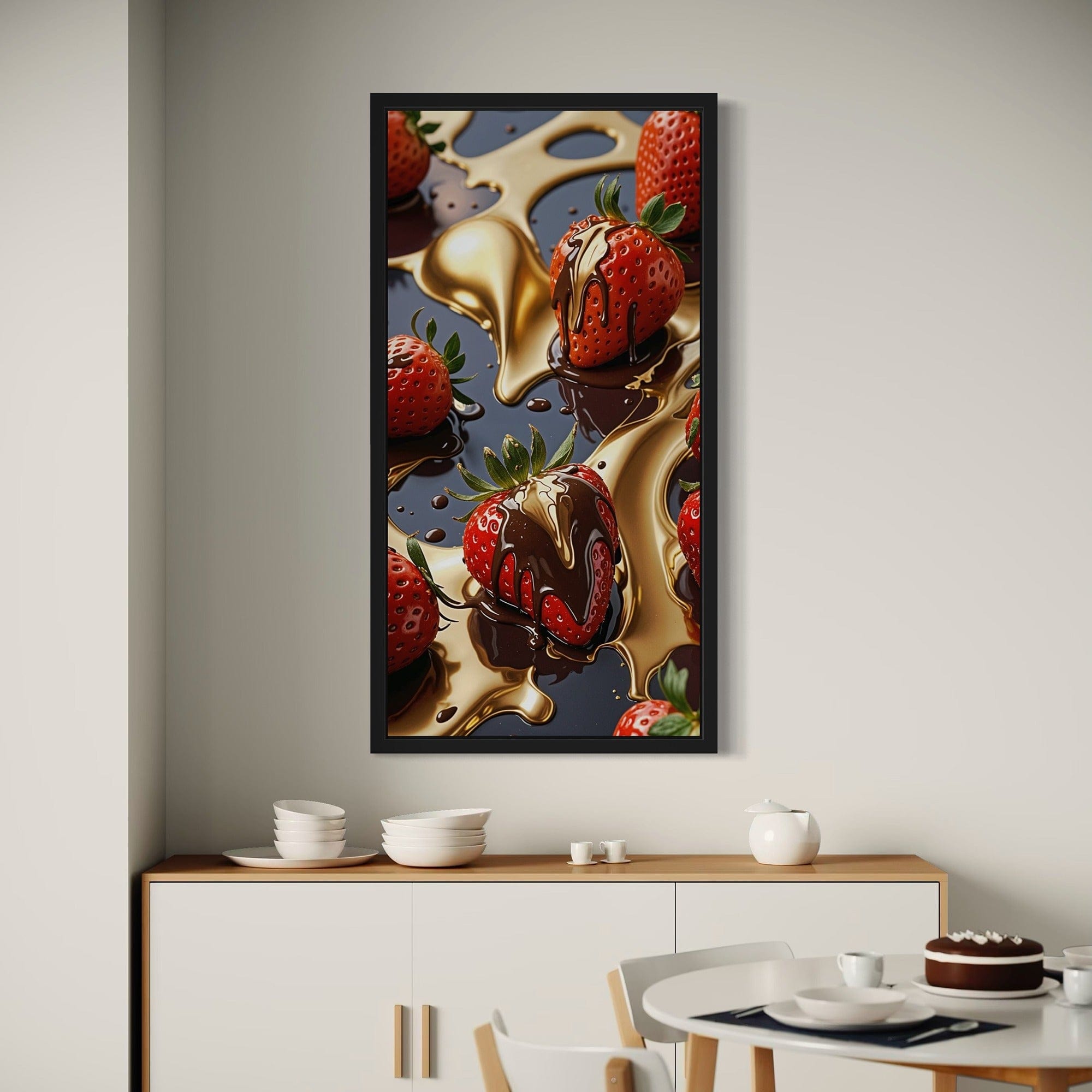 Corner detail of canvas wrap and tight fold on Strawberry Royale