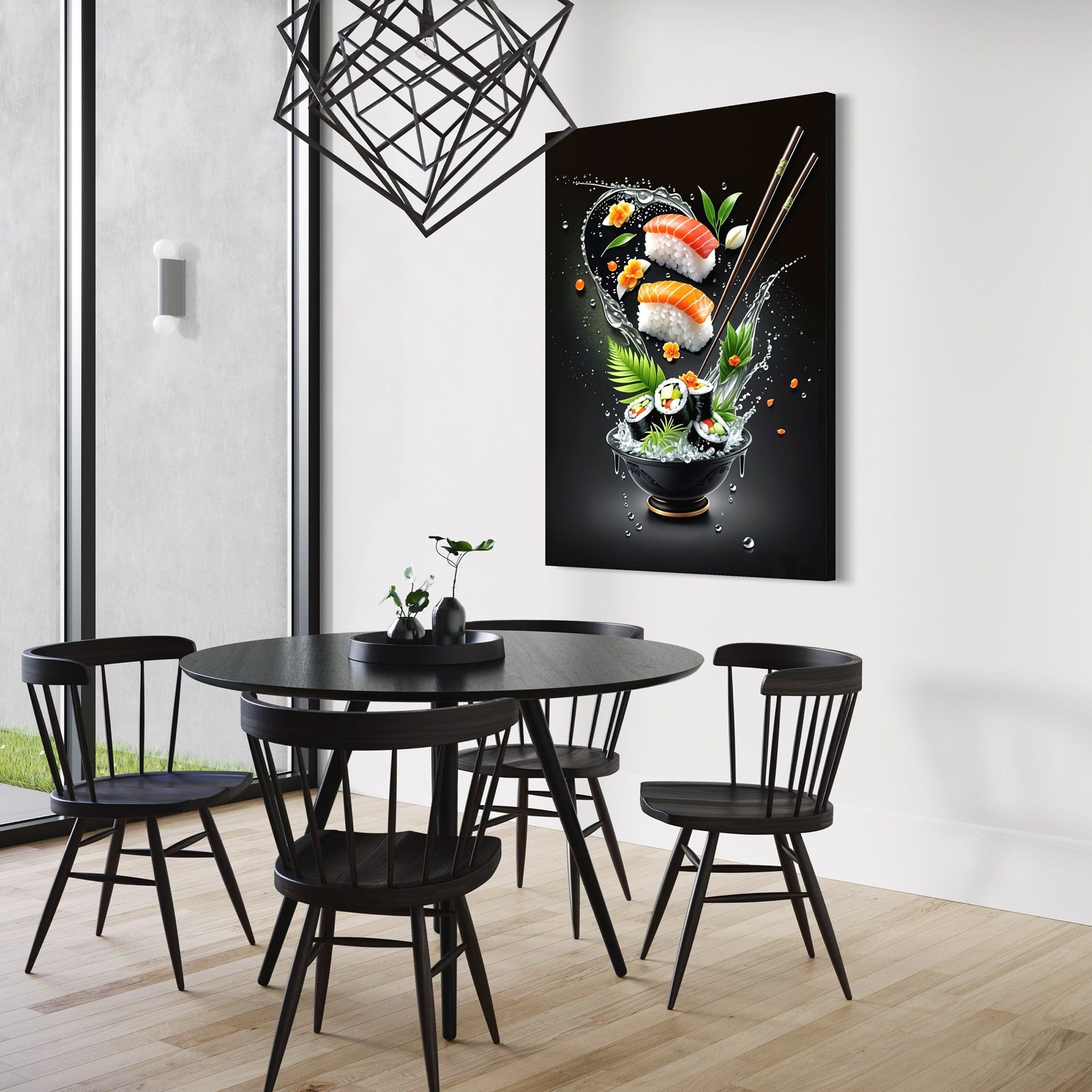 Vibrant sushi splash poster for ramen bar