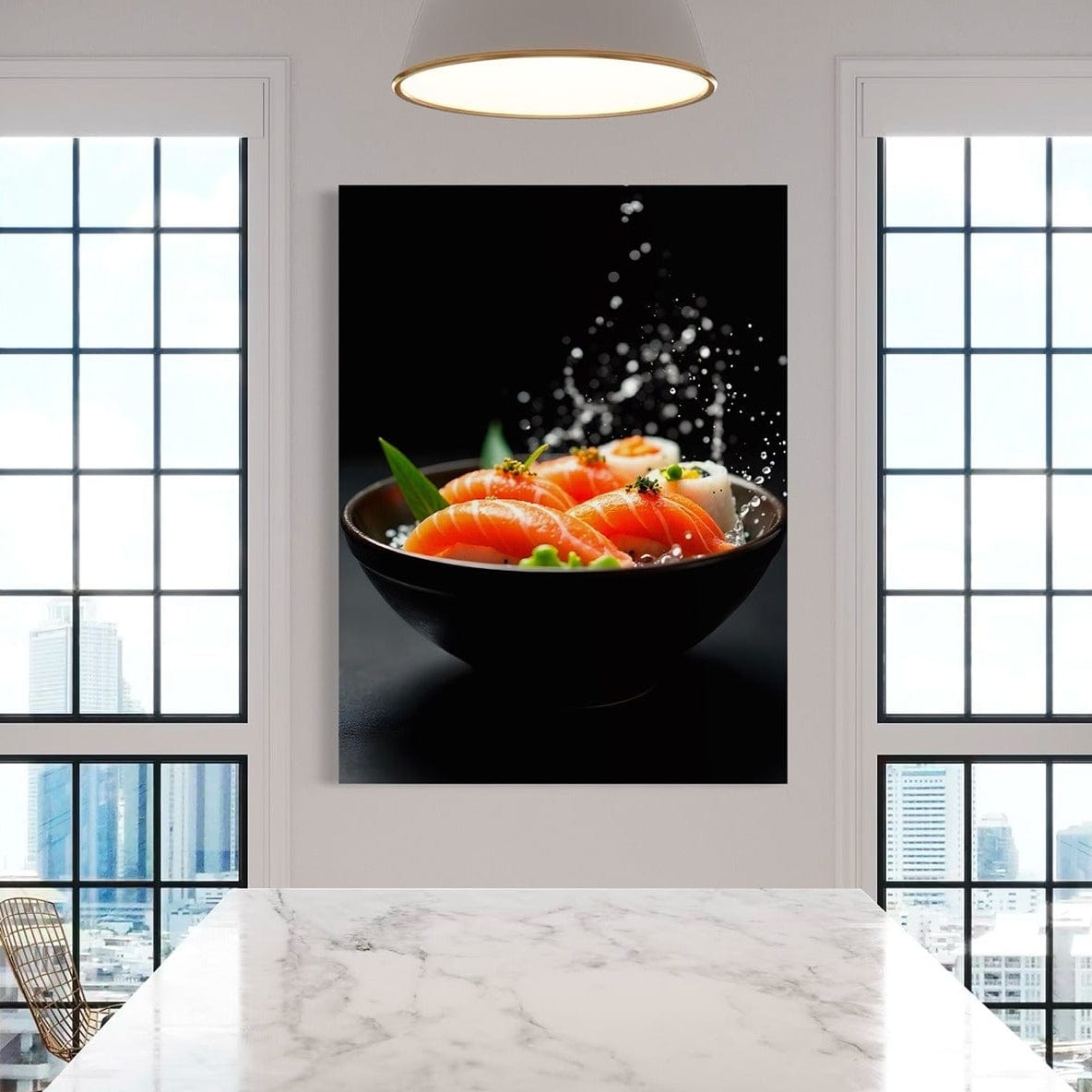 Sushi bowl splash canvas wall art