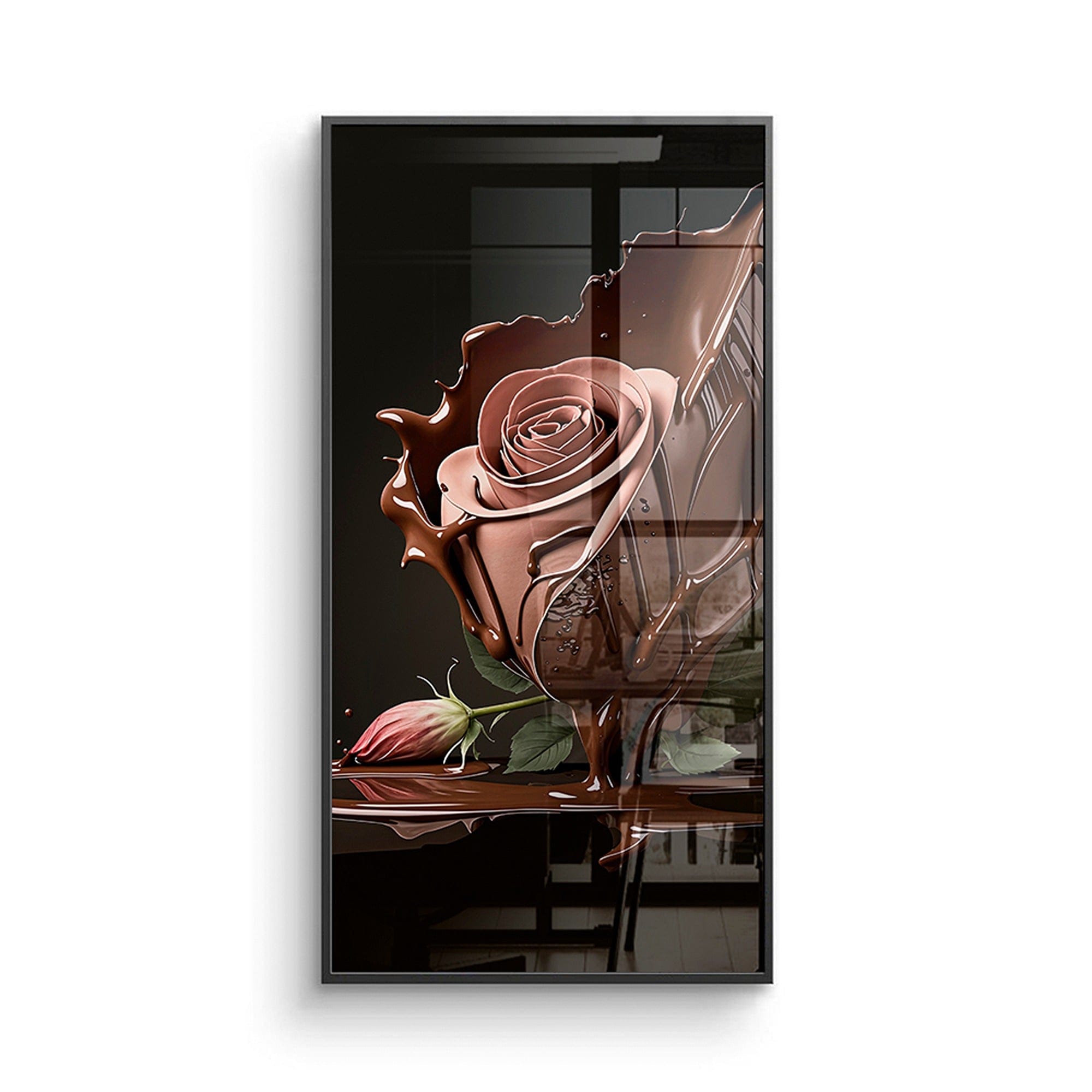 Close-up of chocolate splash forming a rose on canvas print