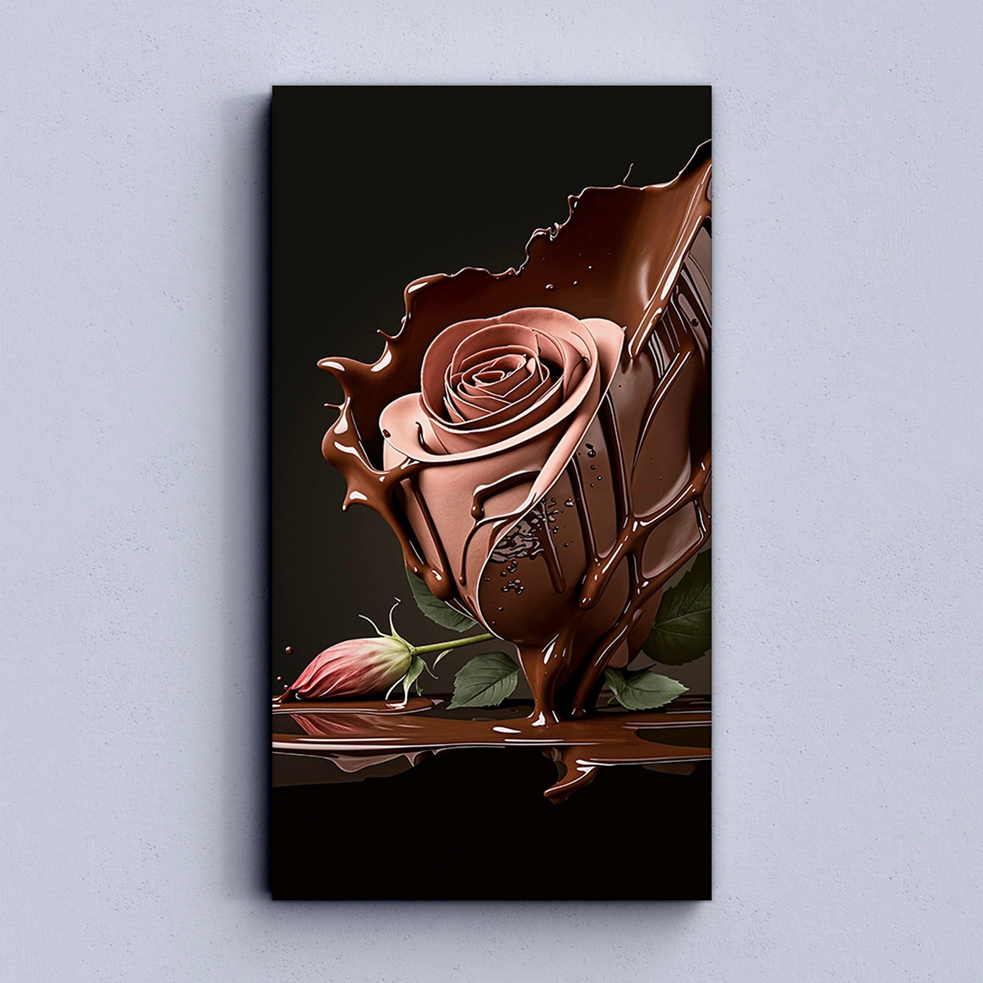 Close crop of rose center with rich chocolate glaze highlights