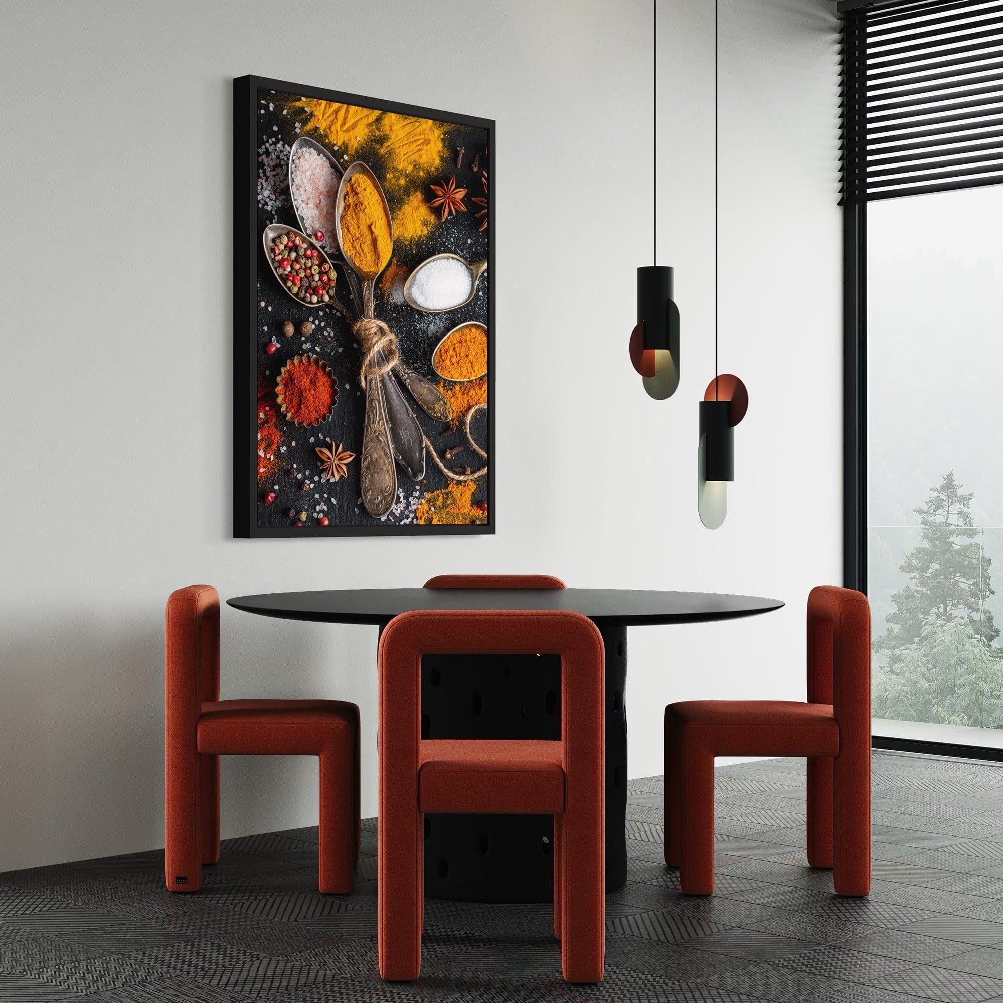 Modern kitchen wall picture spice flat lay