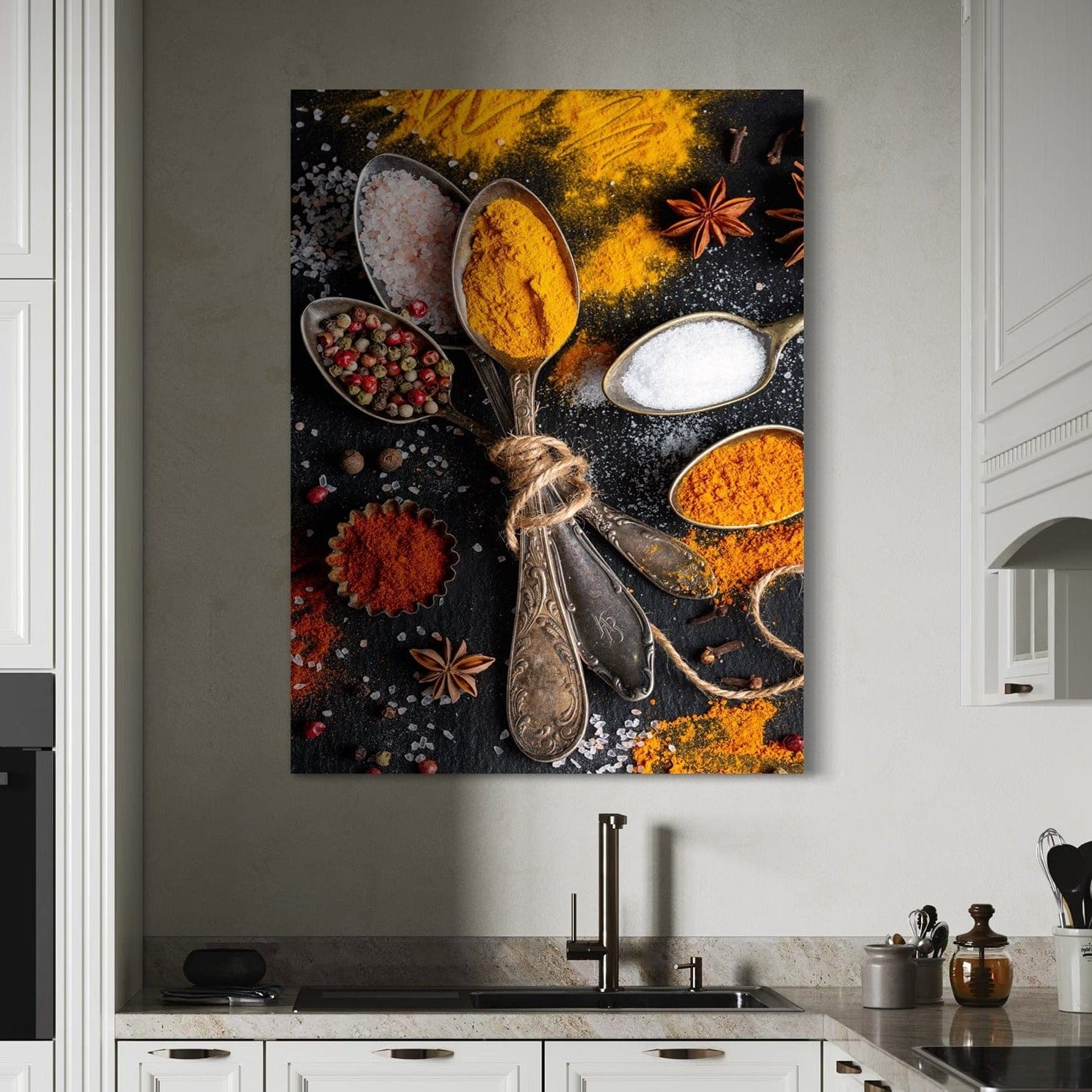 Spice spoons kitchen canvas wall art