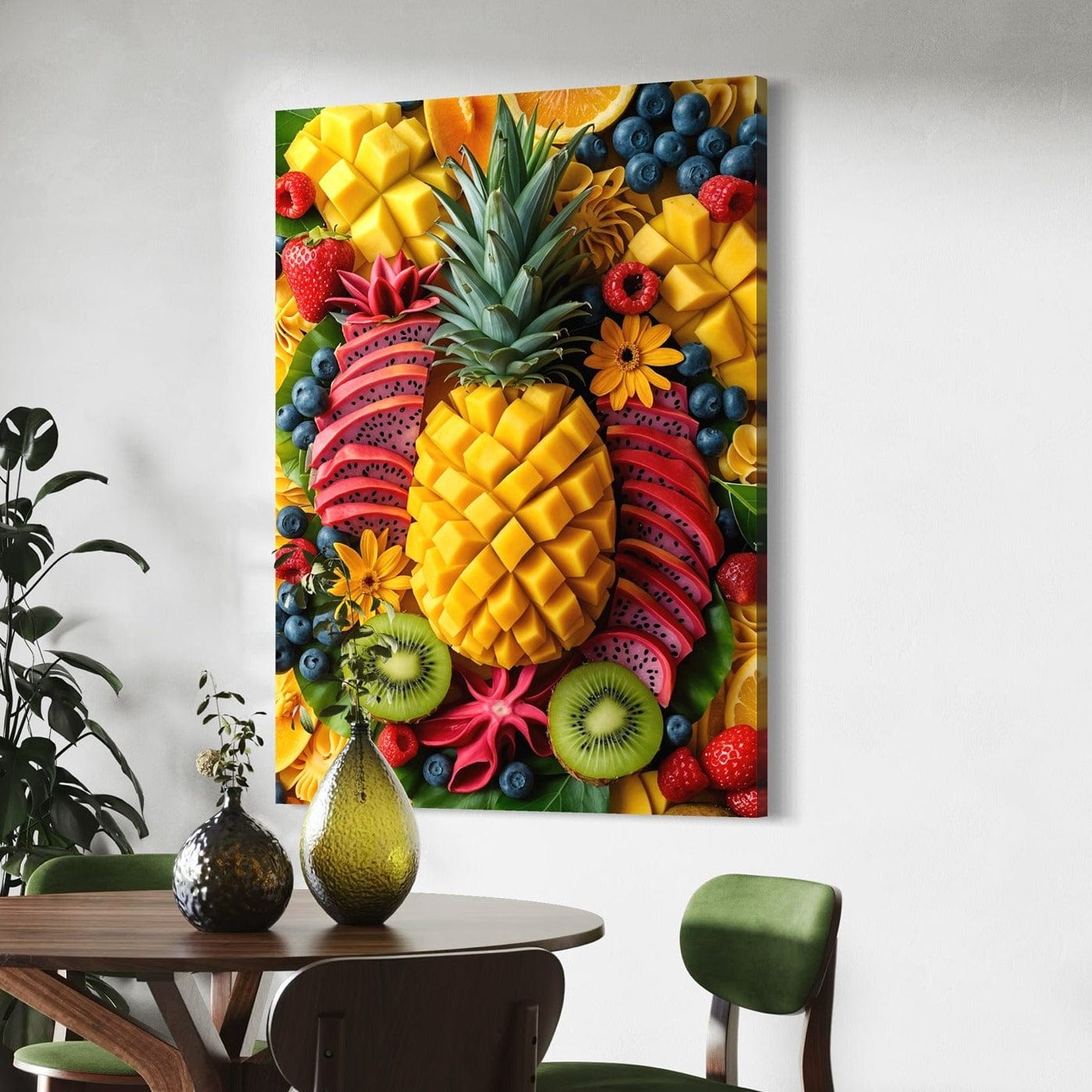 Tropical fruit wall art pineapple canvas