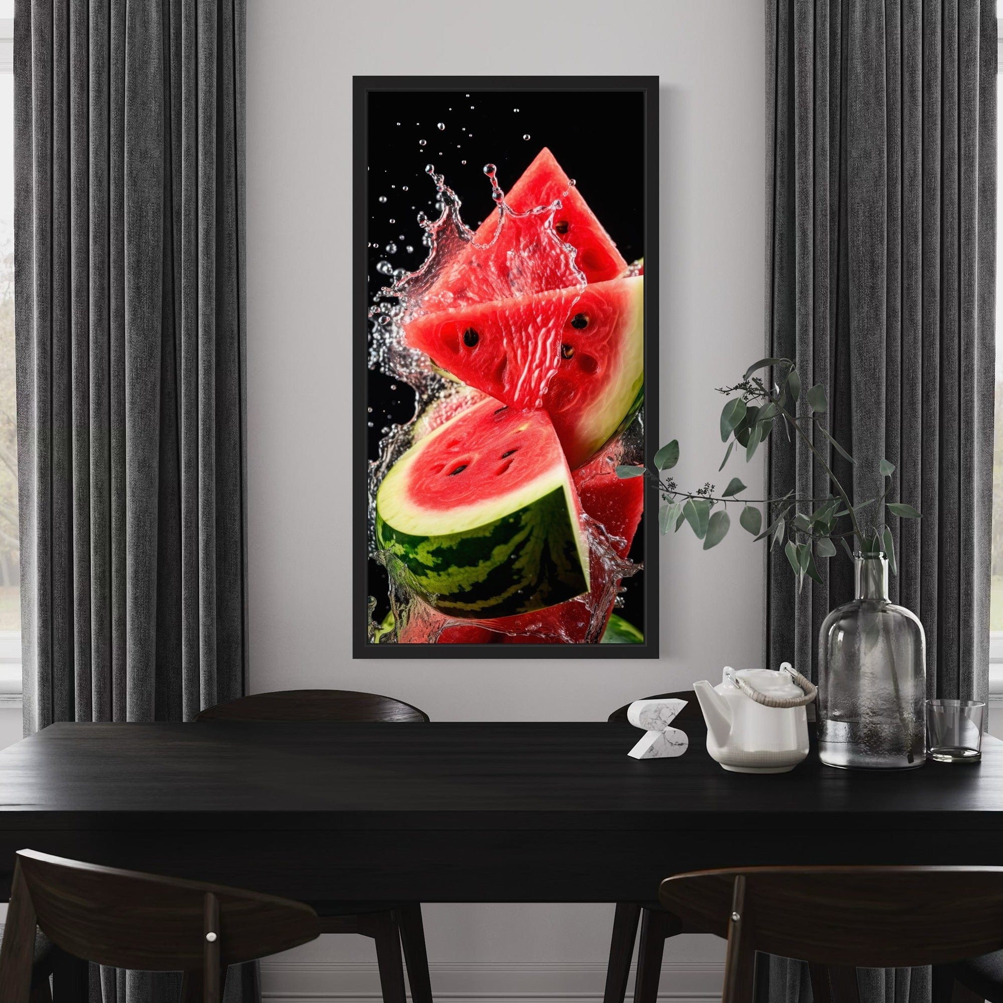 Modern kitchen canvas with watermelon wedges