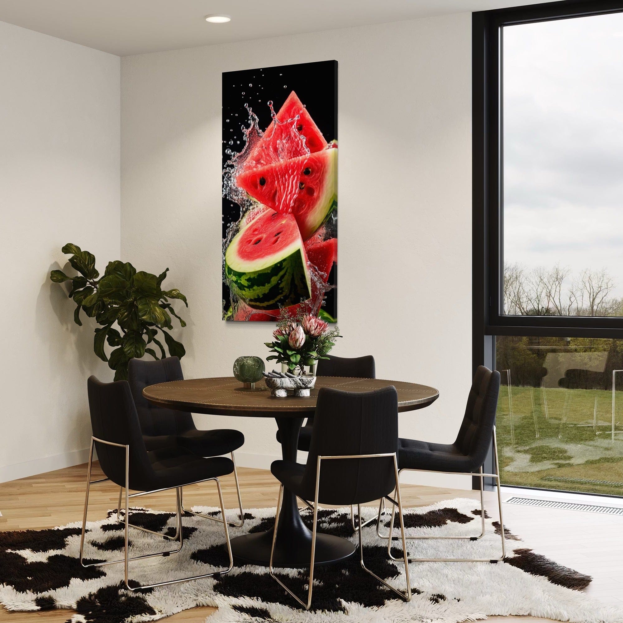 Minimalist black backdrop watermelon artwork