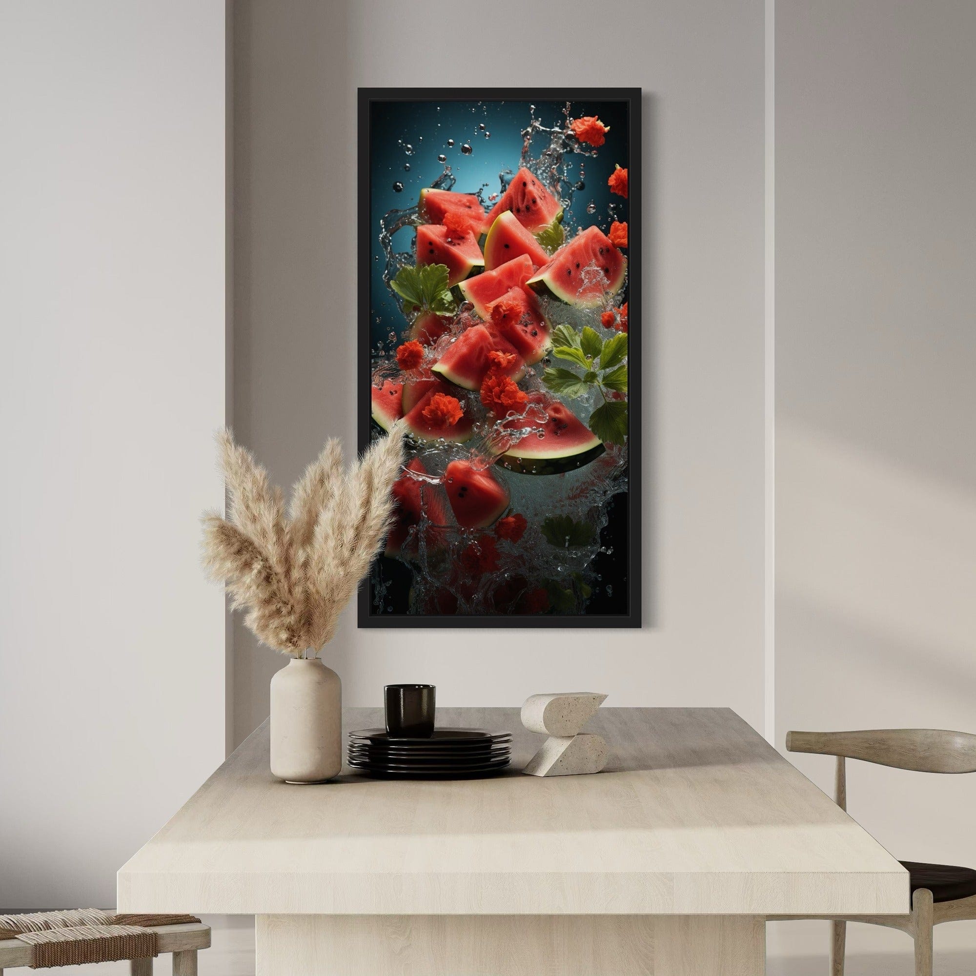 Water splash watermelon photography style canvas