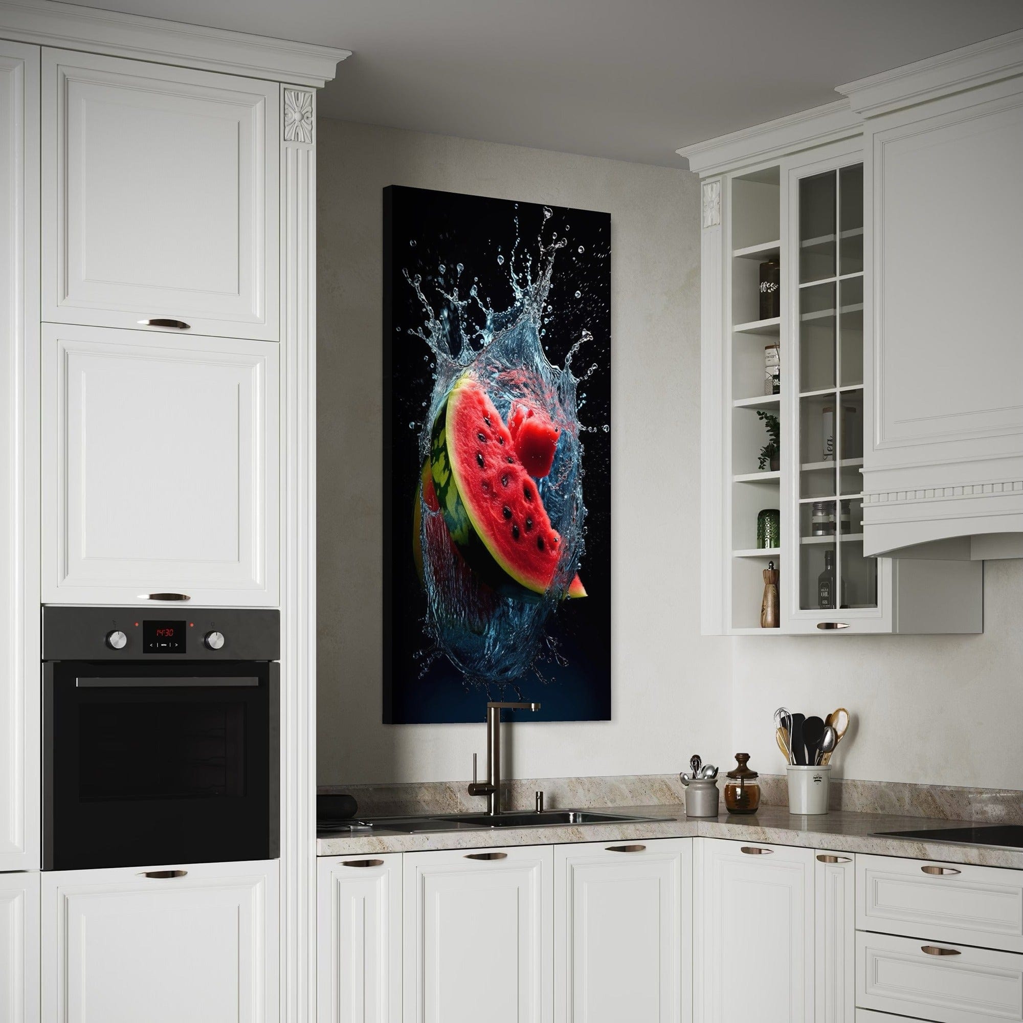 Minimalist black backdrop watermelon wall art