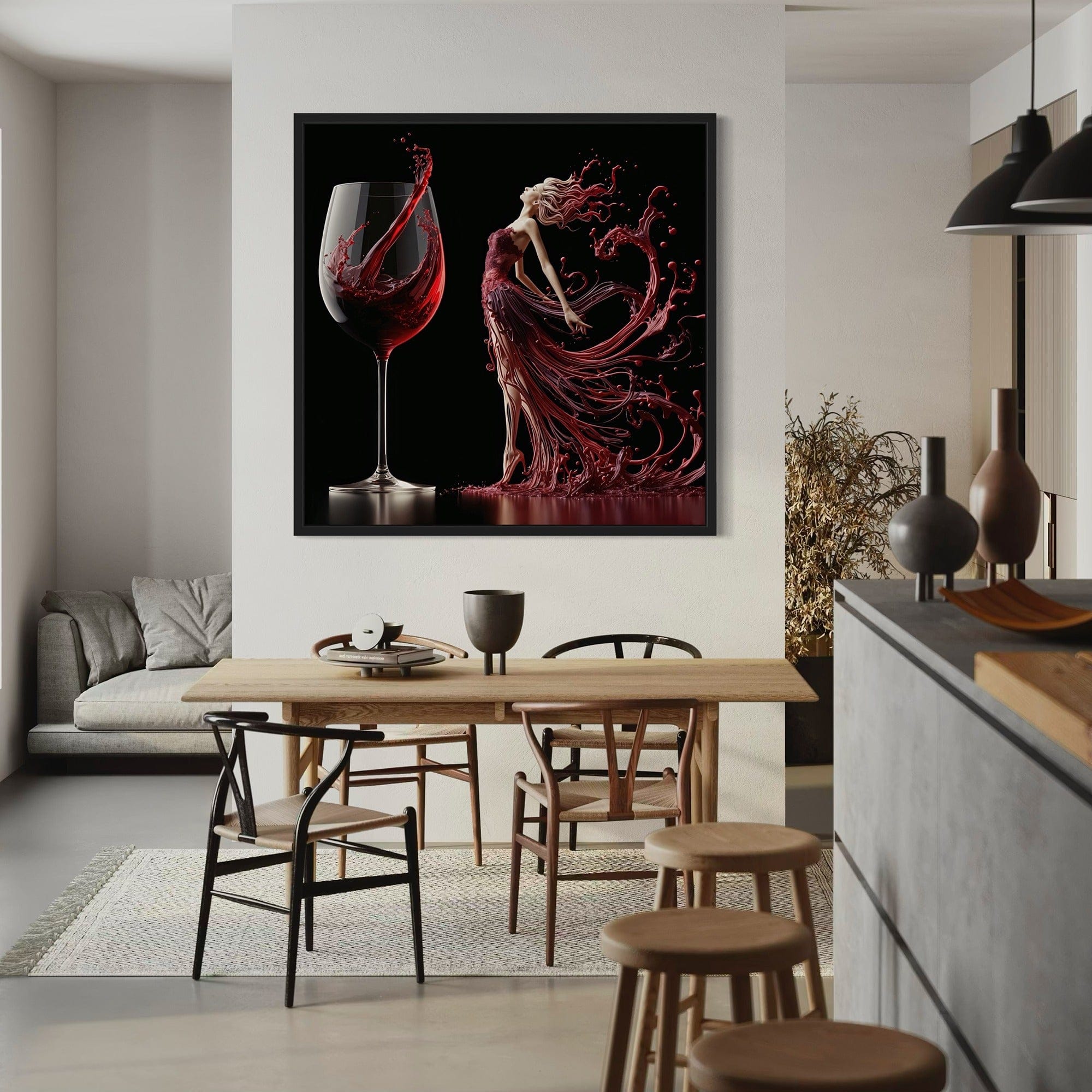 Wine Grace – Decorazione da parete su tela con vino rosso