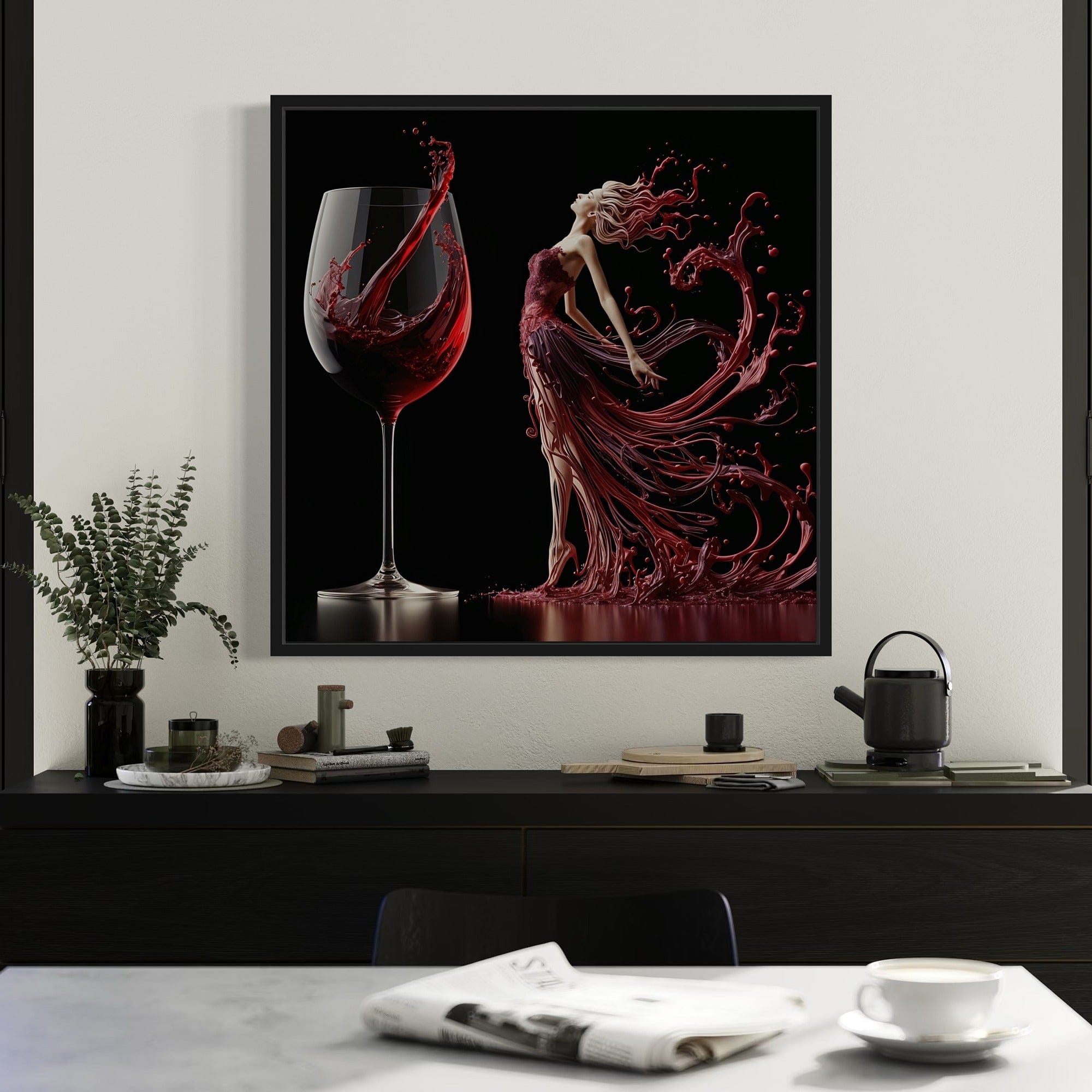 Wine Grace – Decorazione da parete su tela con vino rosso