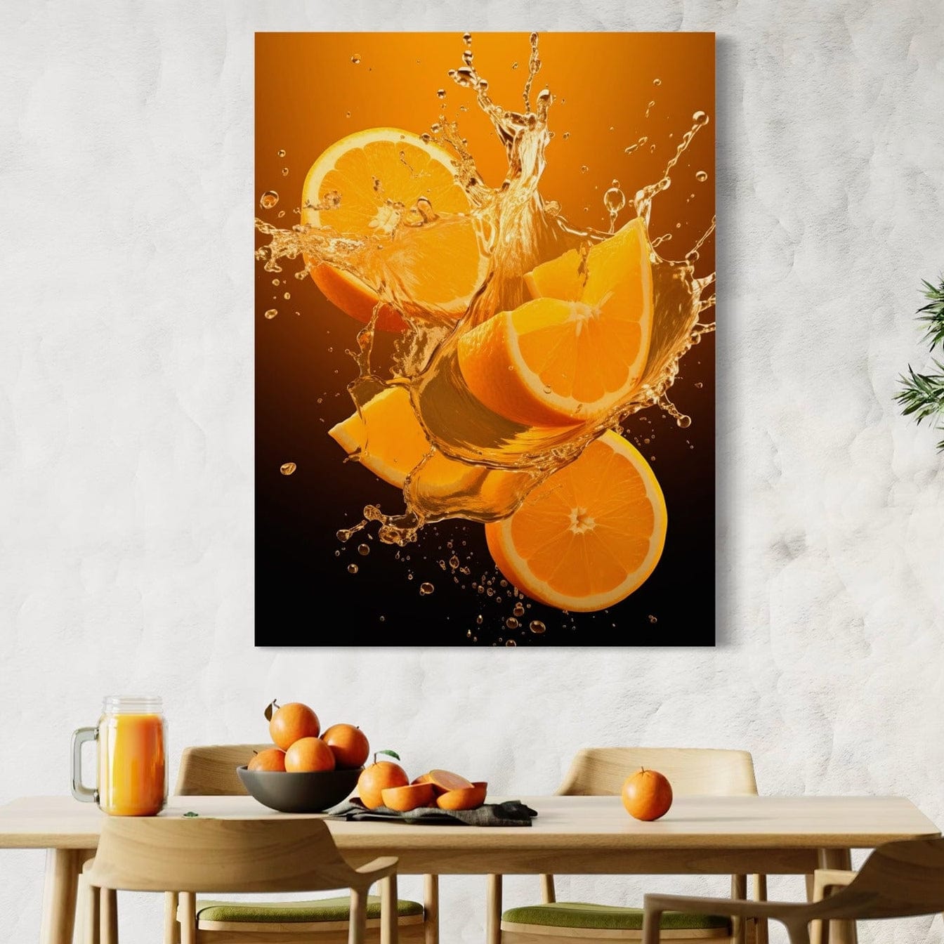 Orange splash kitchen canvas wall art