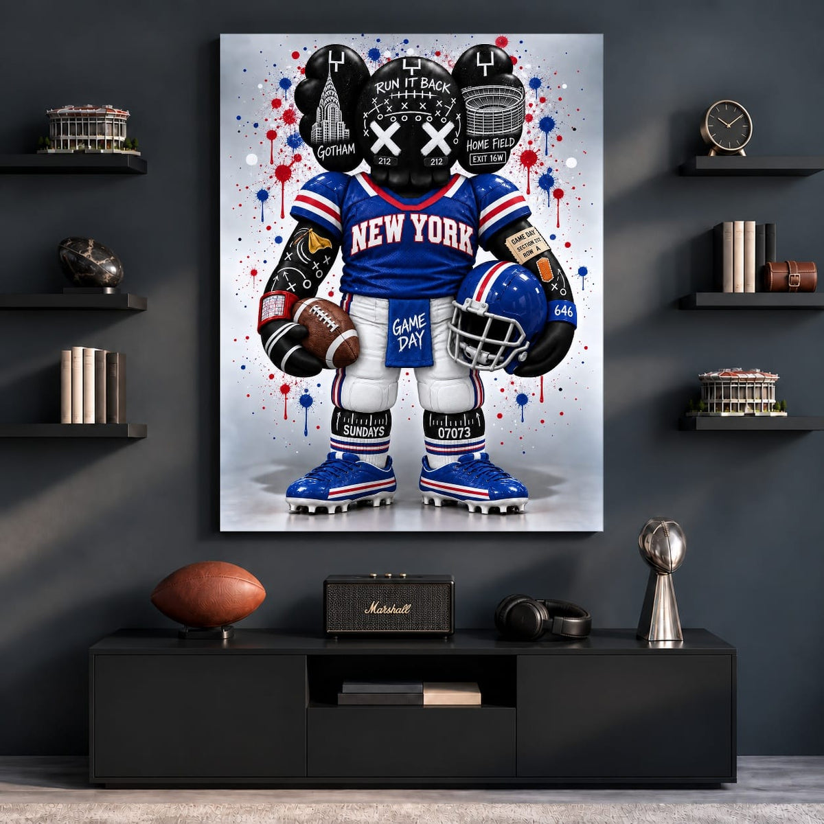 KAWS Style x New York Football – Blue & Red
