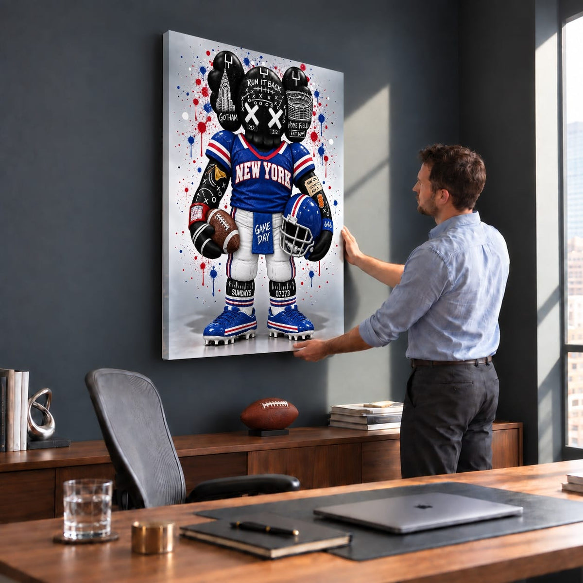 KAWS Style x New York Football – Blue & Red