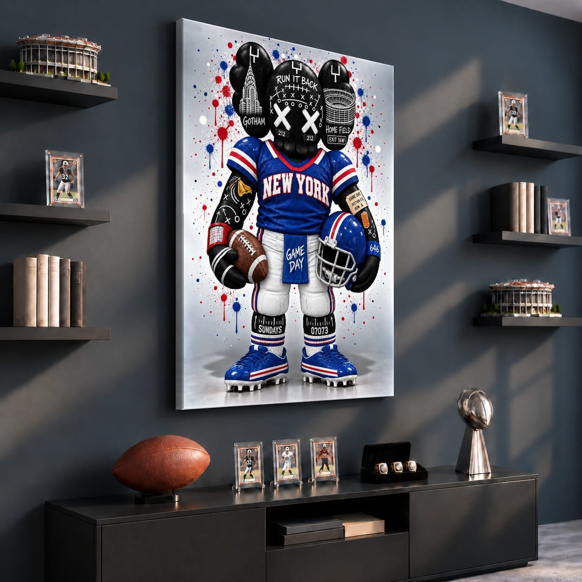 KAWS Style x New York Football – Blue & Red