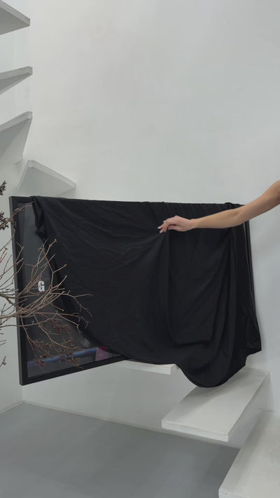 Close up detail of boxer in ring wearing gloves and intense expression canvas print