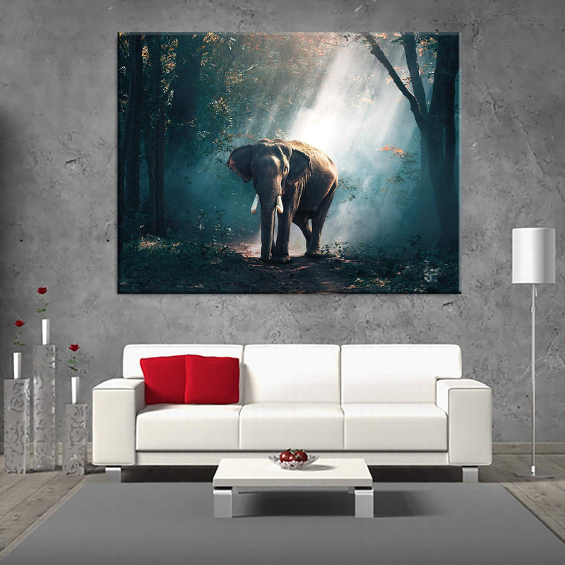 Elephant in Forest Canvas